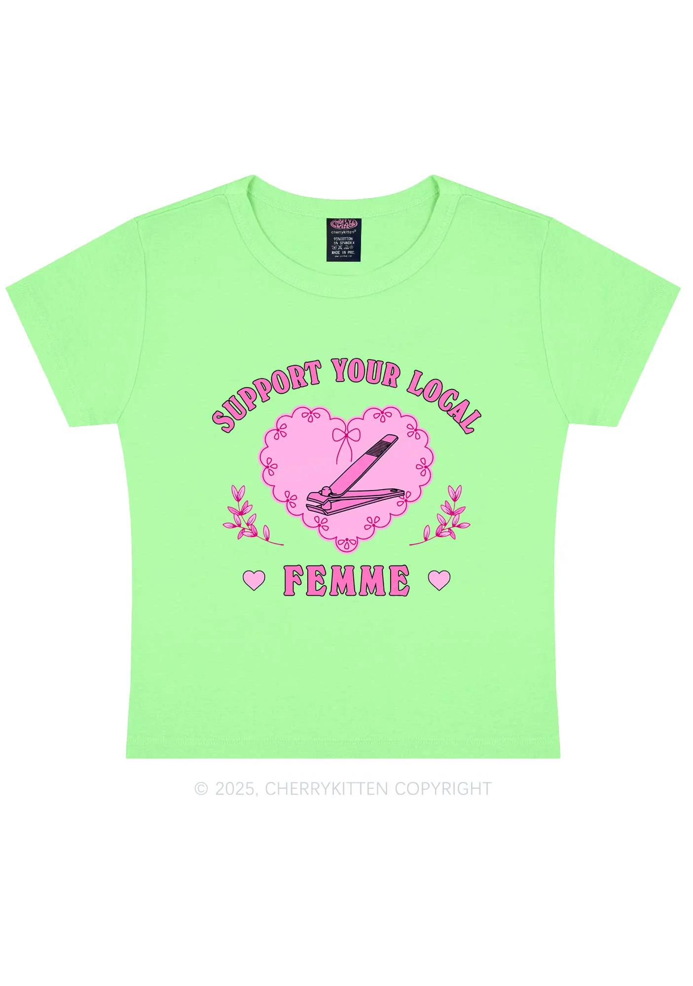 Support Your Local Femme Y2K Baby Tee Cherrykitten - Image 11