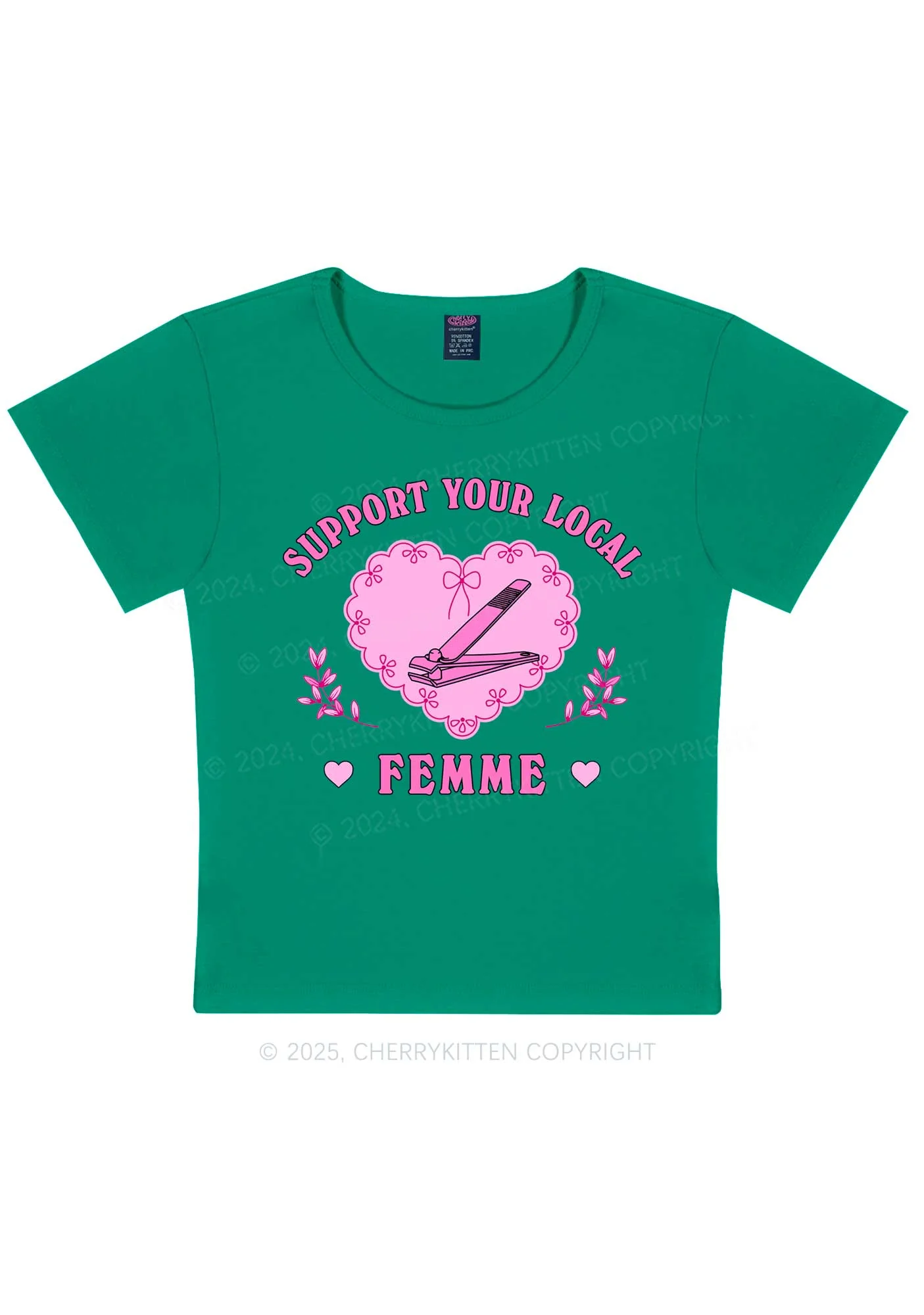 Support Your Local Femme Y2K Baby Tee Cherrykitten - Image 12