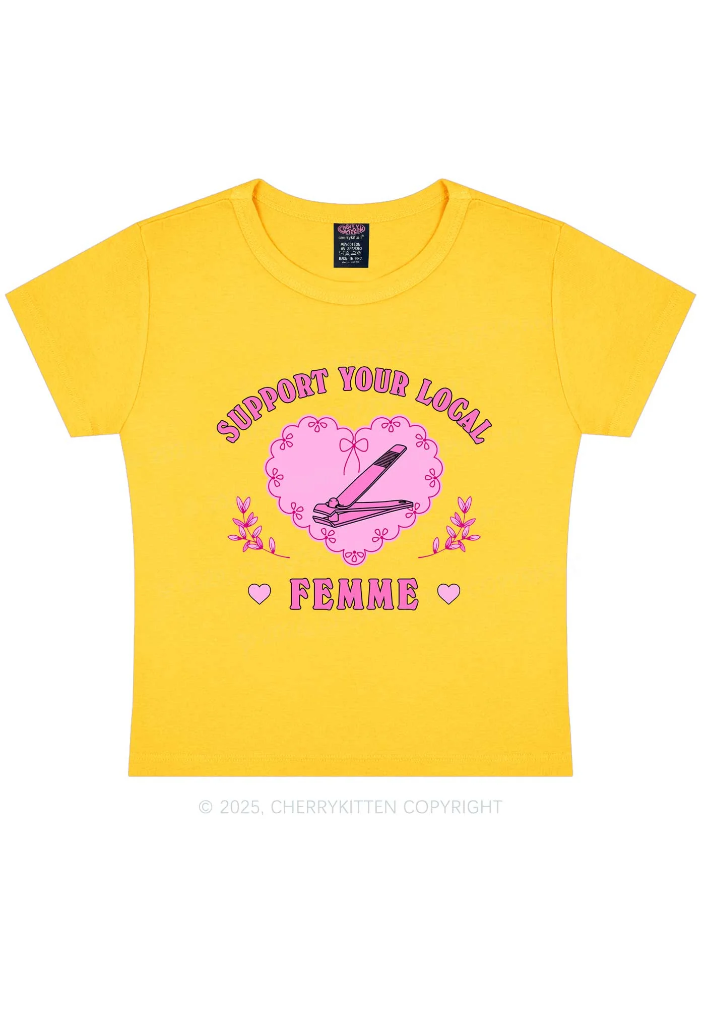 Support Your Local Femme Y2K Baby Tee Cherrykitten - Image 7