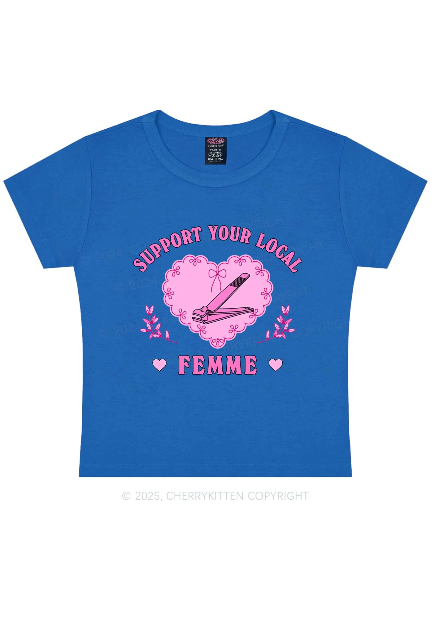 Support Your Local Femme Y2K Baby Tee Cherrykitten - Image 8