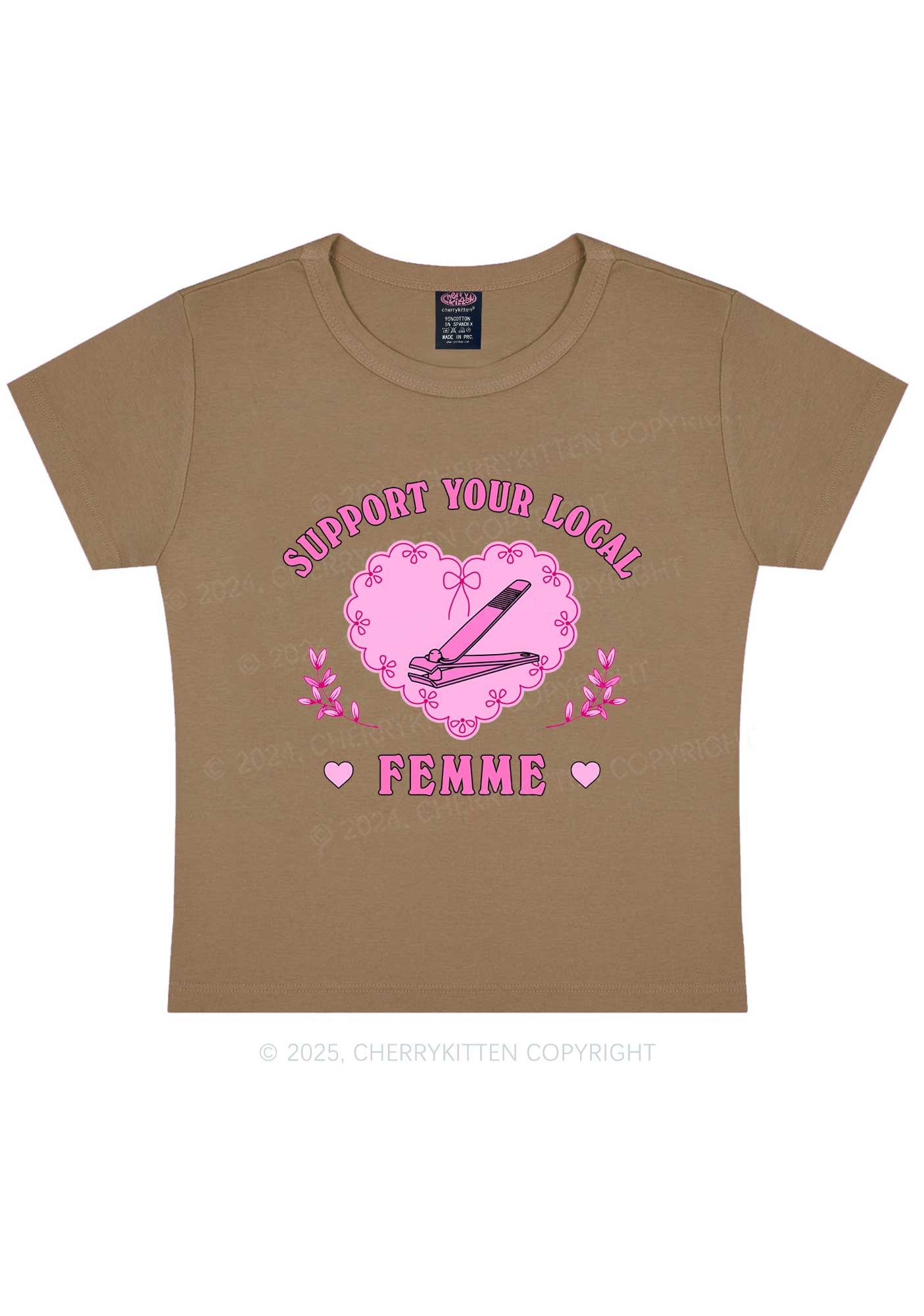 Support Your Local Femme Y2K Baby Tee Cherrykitten - Image 9