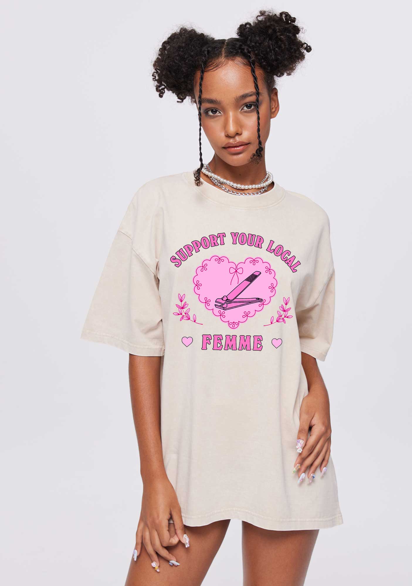 Support Your Local Femme Y2K Shirts Washed Tee Cherrykitten - Image 2