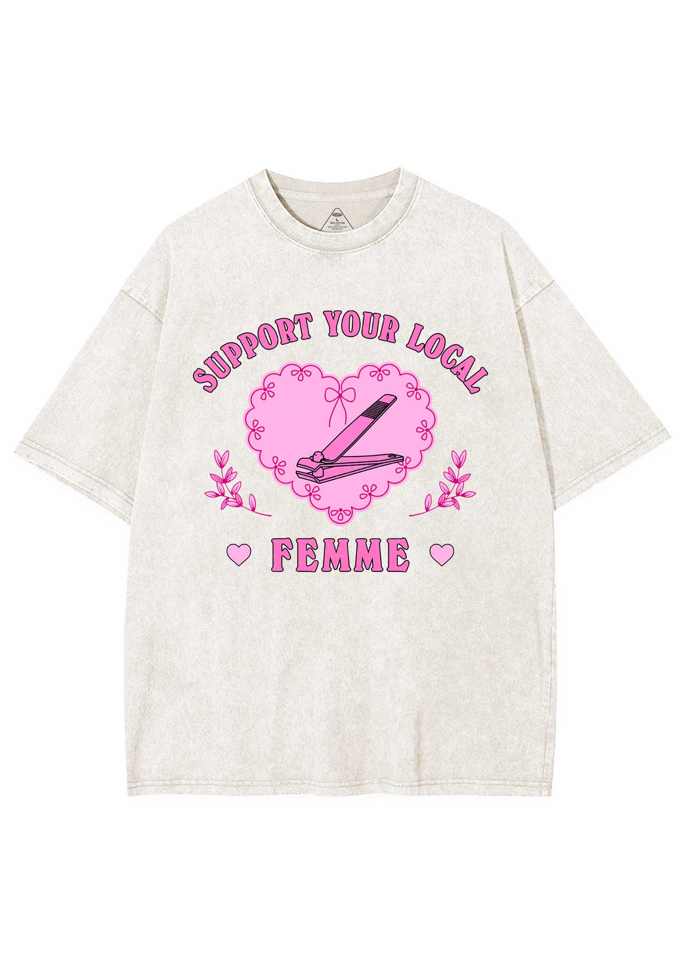 Support Your Local Femme Y2K Shirts Washed Tee Cherrykitten - Image 3
