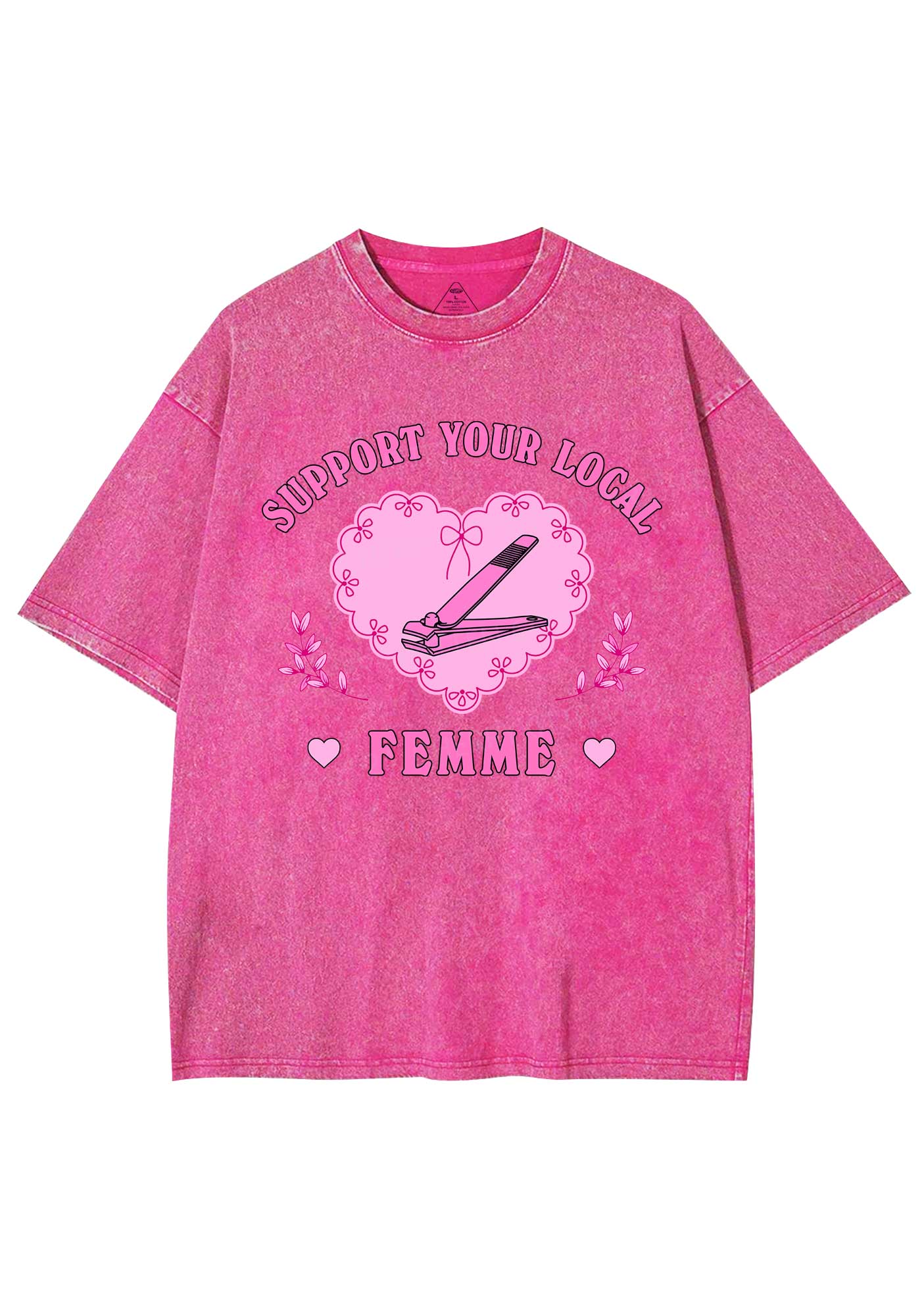 Support Your Local Femme Y2K Shirts Washed Tee Cherrykitten - Image 4