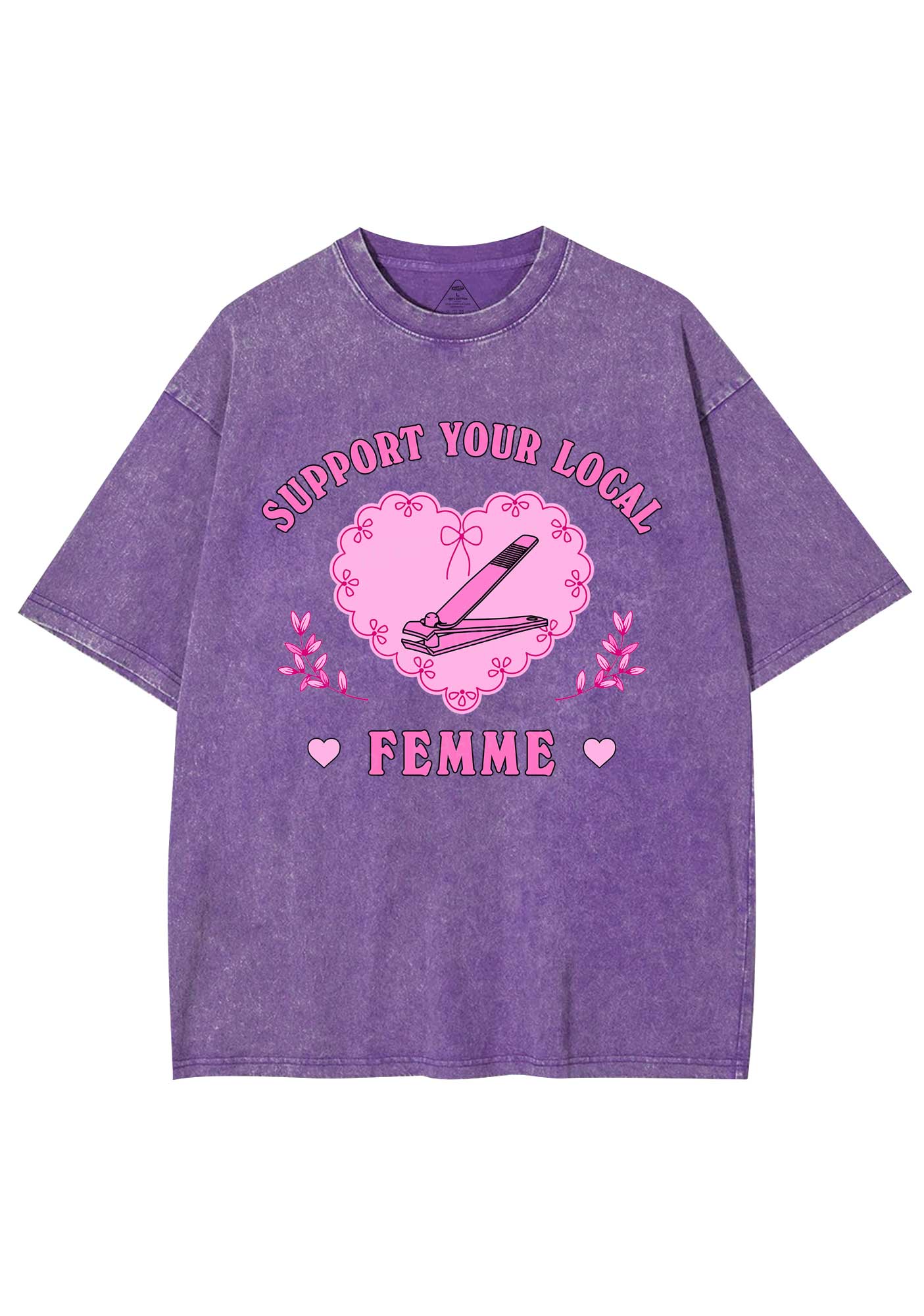 Support Your Local Femme Y2K Shirts Washed Tee Cherrykitten - Image 5