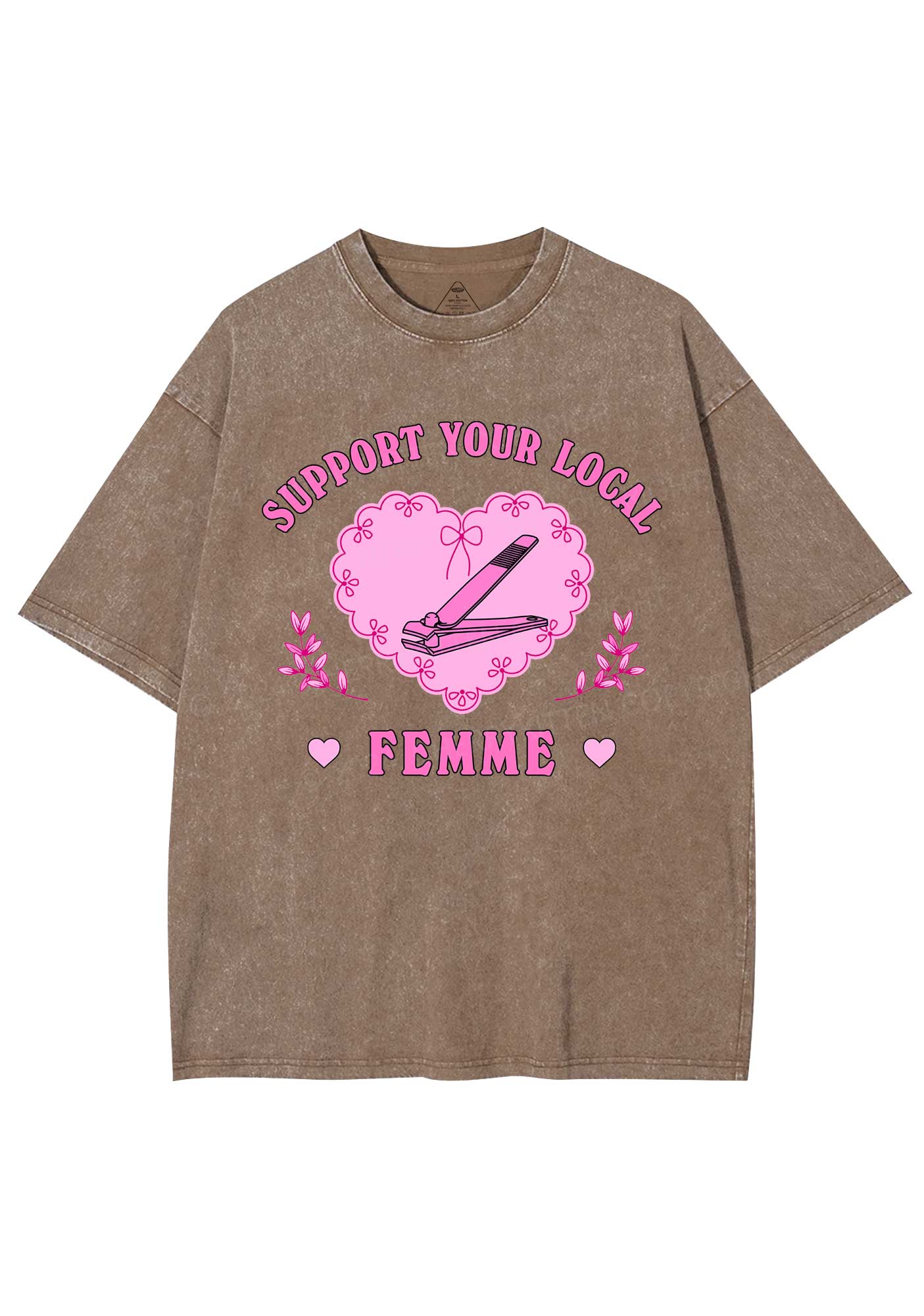Support Your Local Femme Y2K Shirts Washed Tee Cherrykitten - Image 6