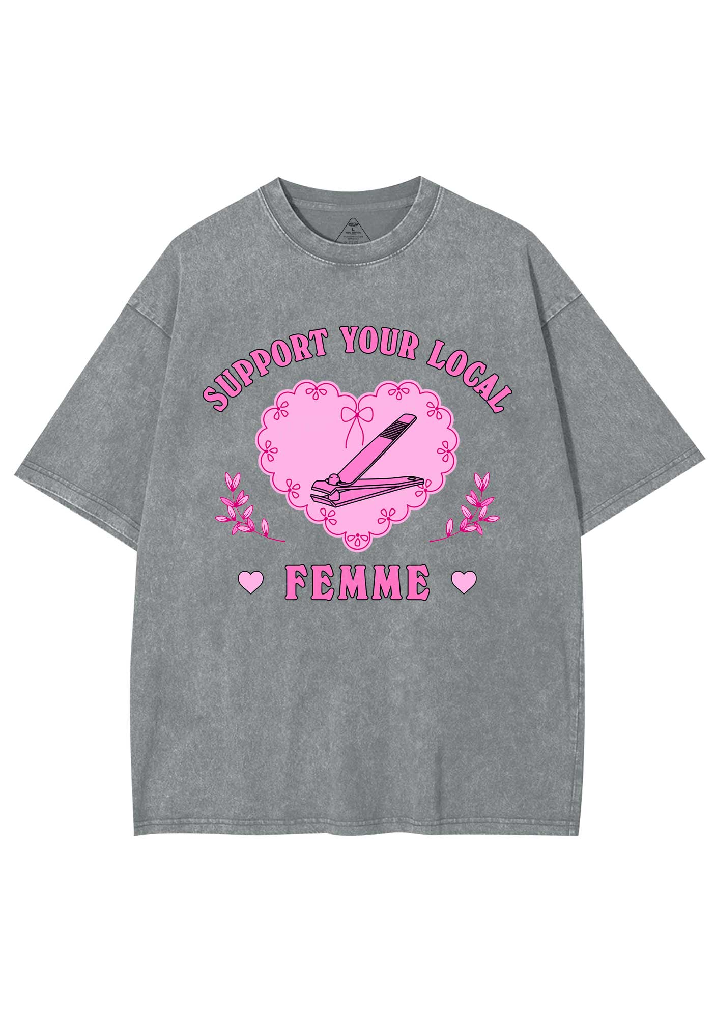 Support Your Local Femme Y2K Shirts Washed Tee Cherrykitten - Image 7
