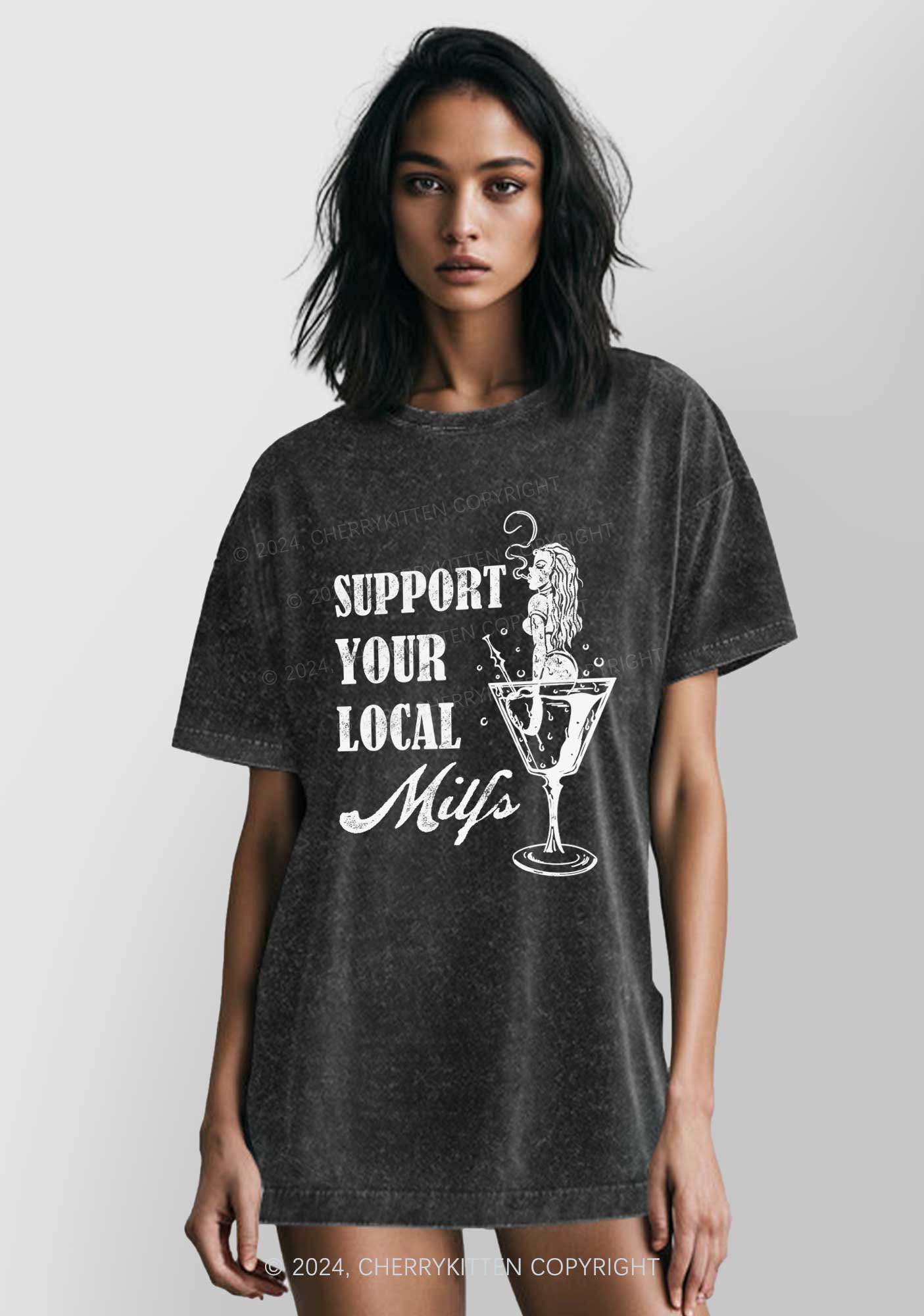 Support Your Local Mxxfs Y2K Washed Tee Cherrykitten - Image 2