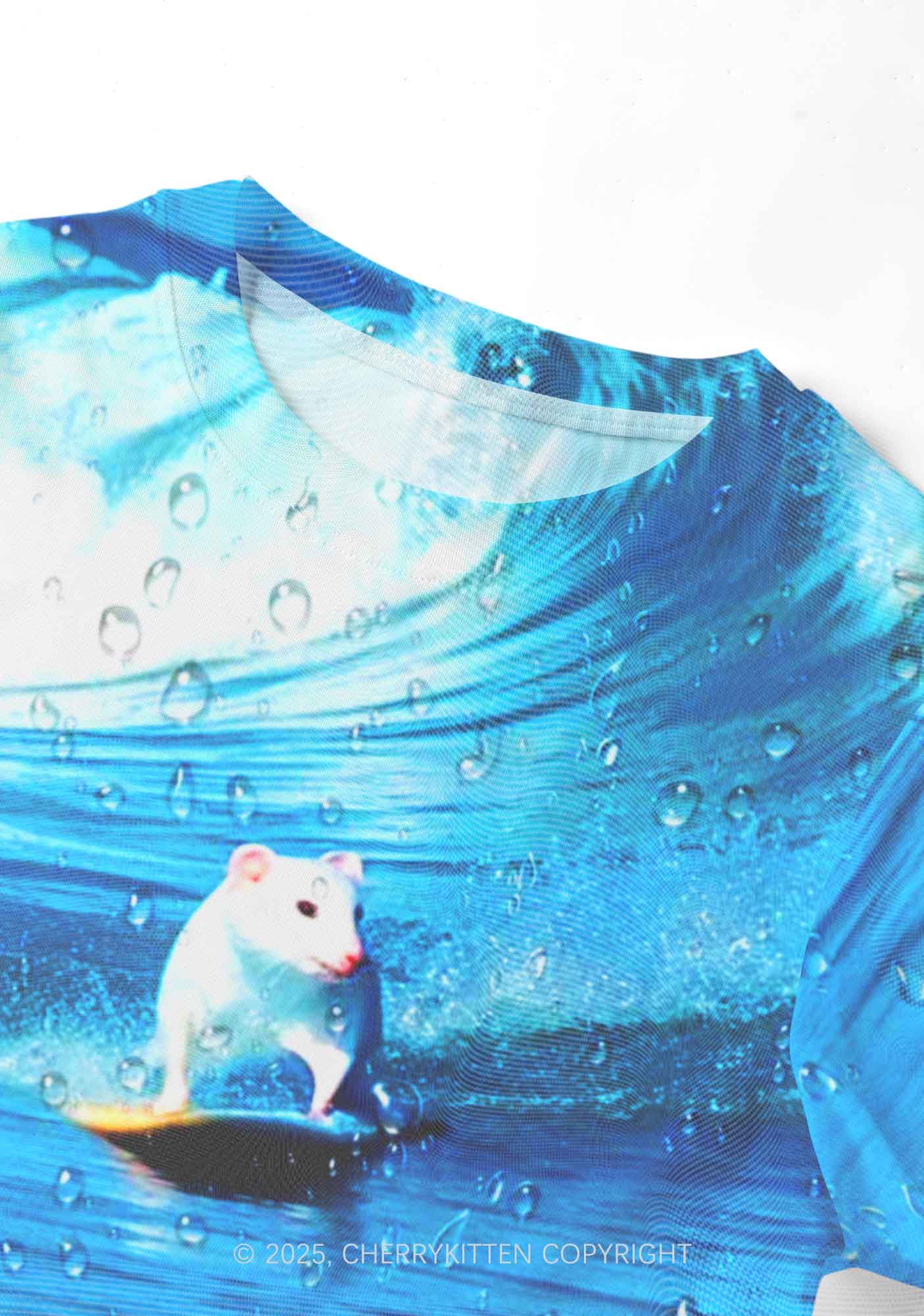 Surfing Mouse Y2K Mesh Crop Top Cherrykitten - Image 3