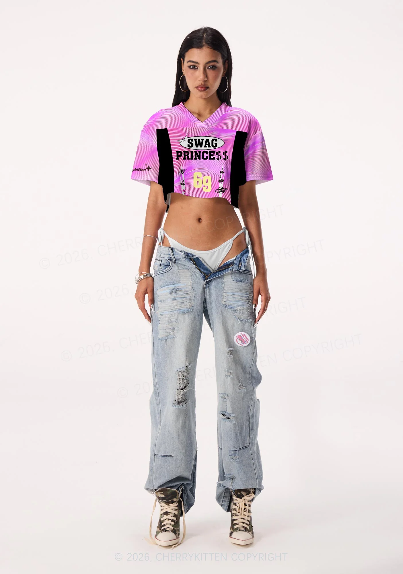 Swag Princess Y2K Crop Sport Jersey Shirts Cherrykitten - Image 2
