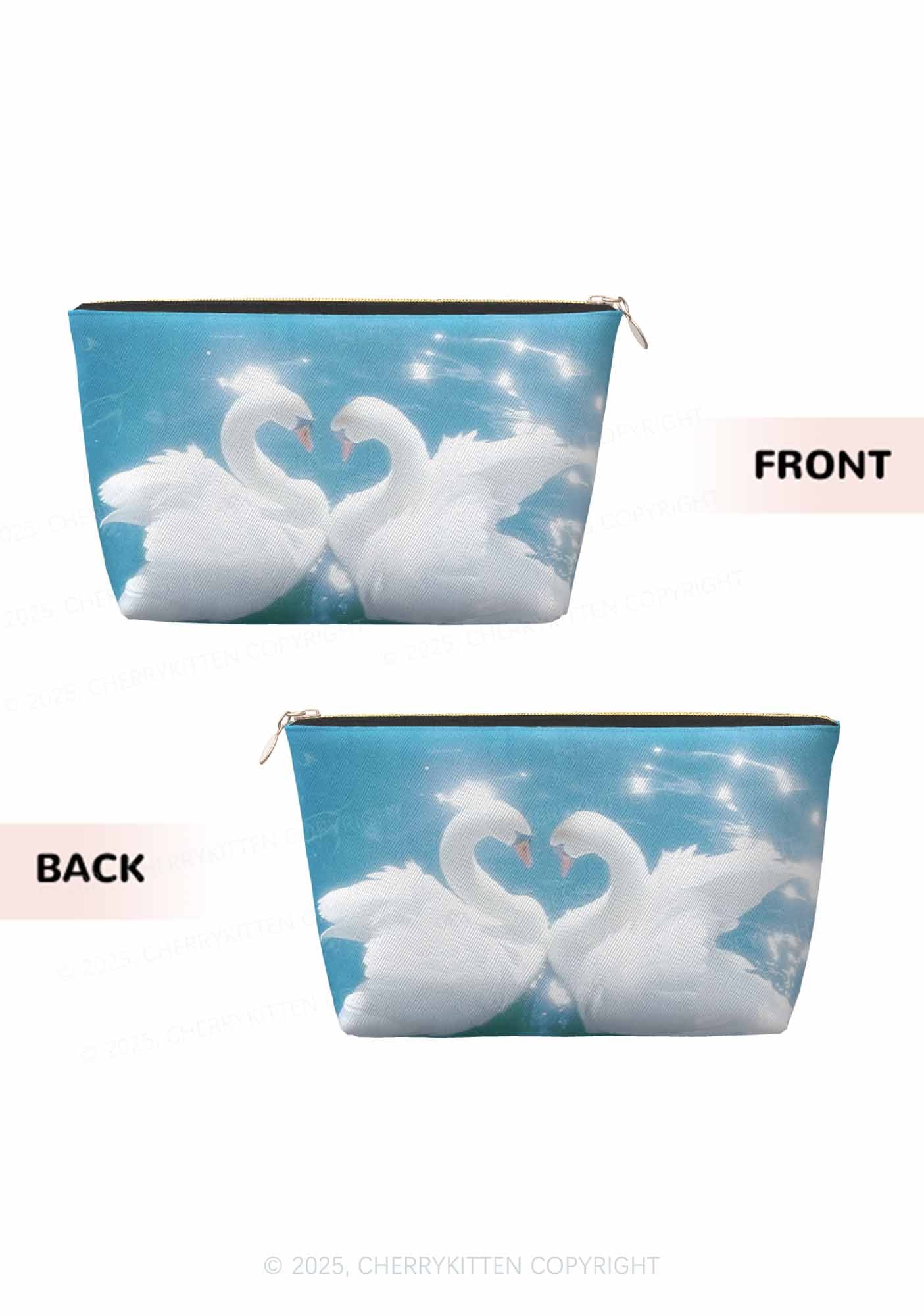 Swan Lovers Y2K Leather Makeup Bag Cherrykitten - Image 2