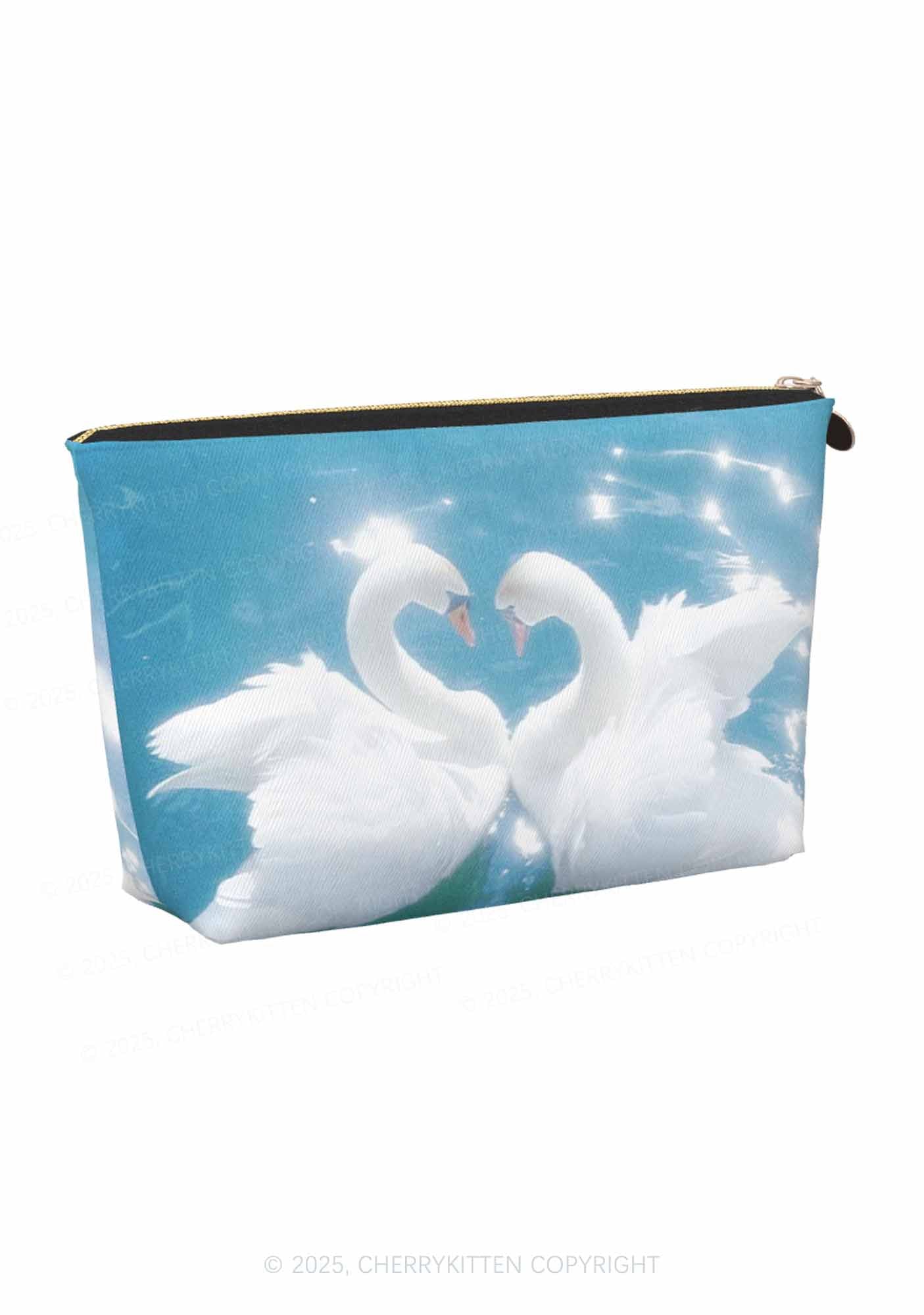 Swan Lovers Y2K Leather Makeup Bag Cherrykitten - Image 3