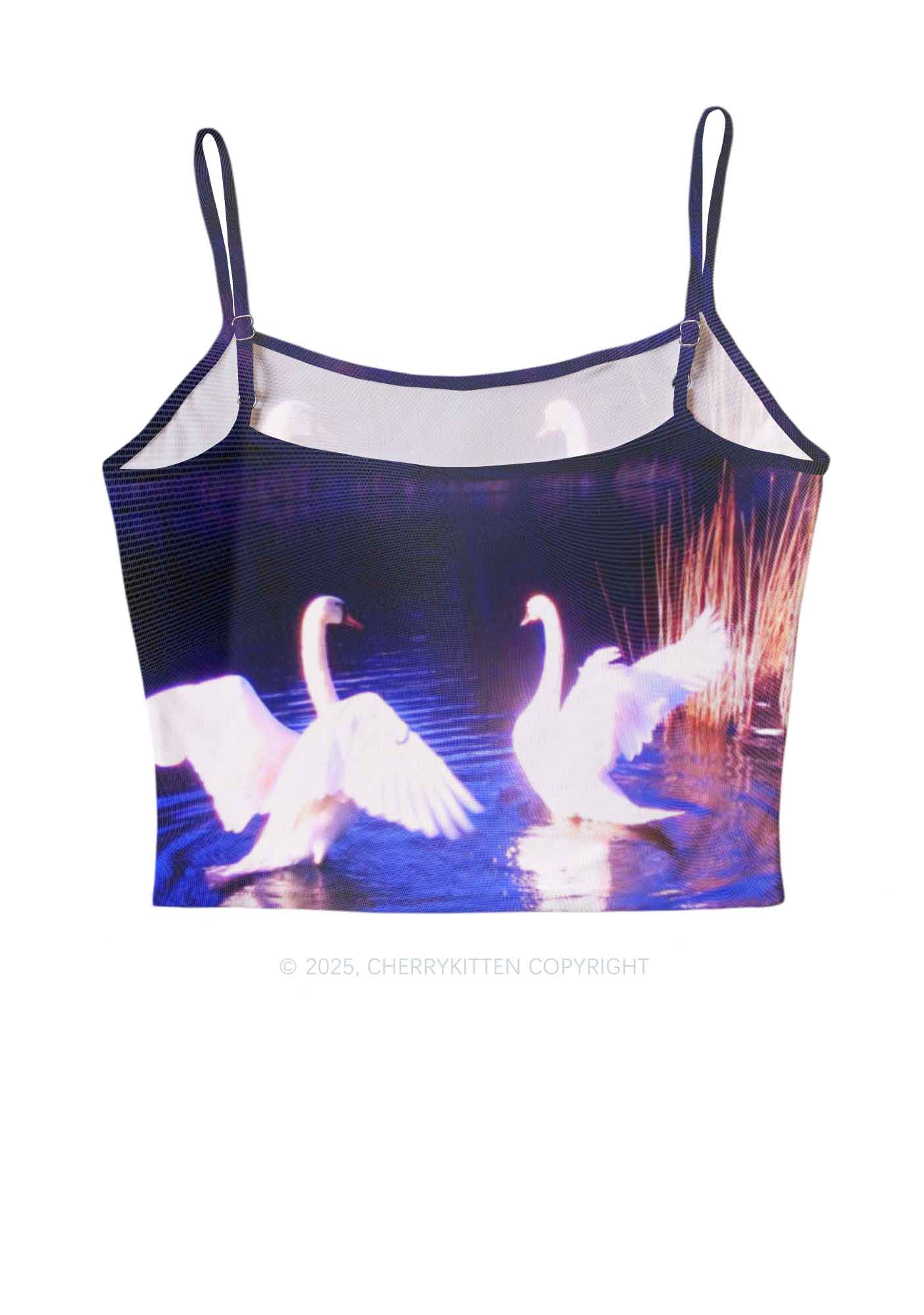 Swans on Water Y2K Mesh Cami Tank Cherrykitten - Image 3