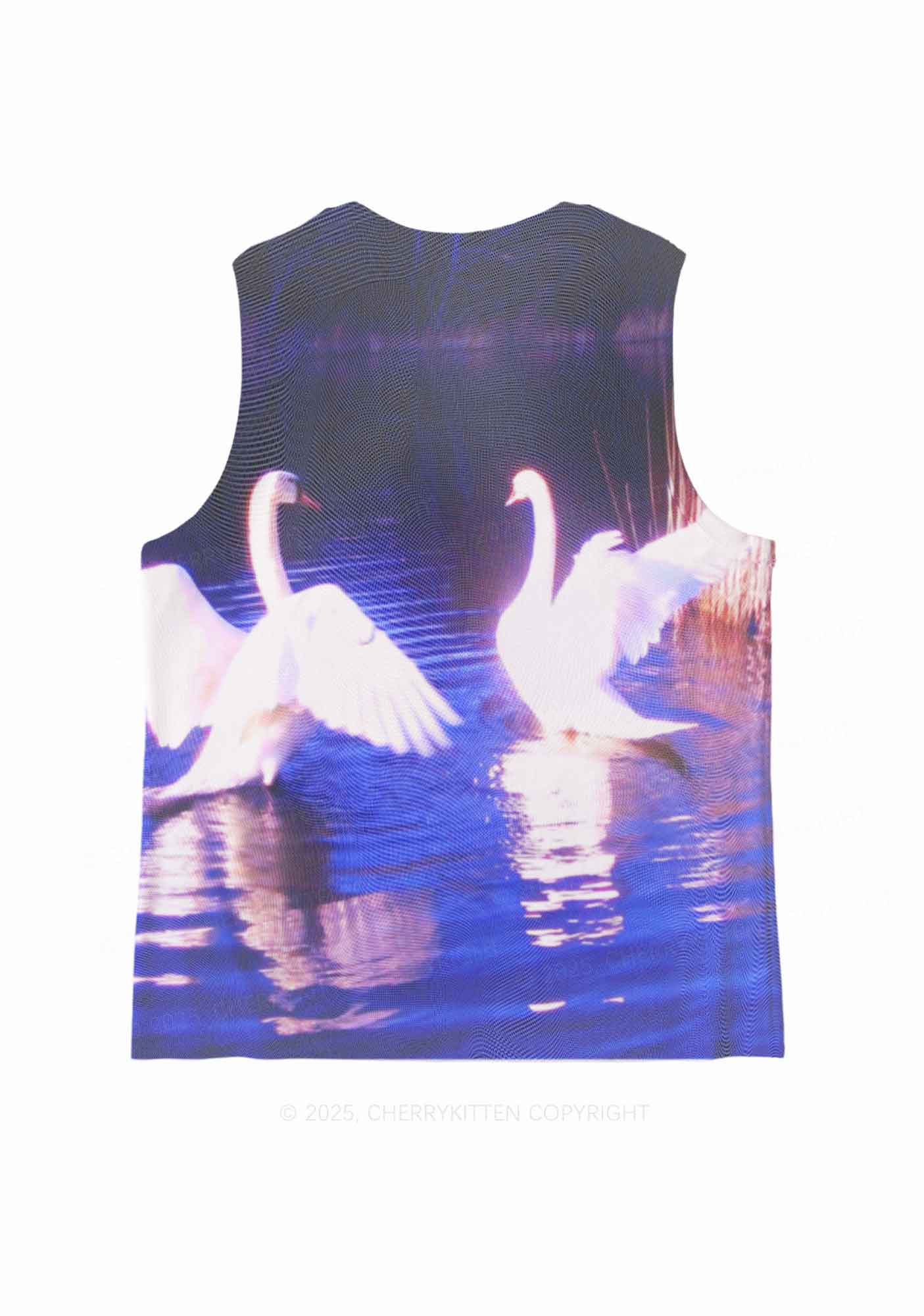 Swans on Water Y2K Mesh Muscle Tank Cherrykitten - Image 4