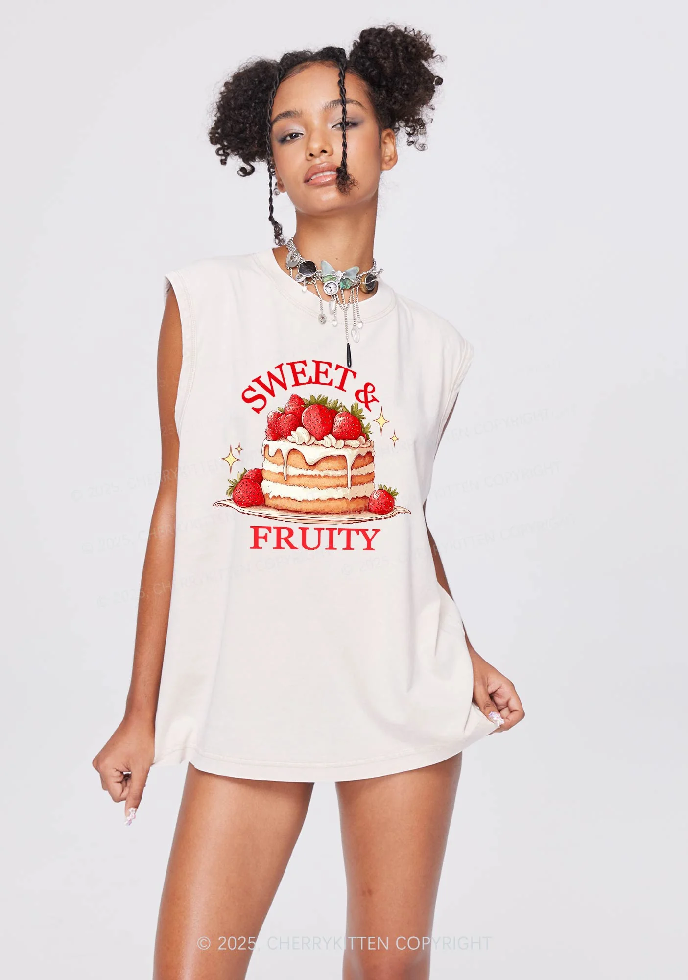 Sweet And Fruity Cake Pride Y2K Washed Muscle Tank Cherrykitten - Image 2