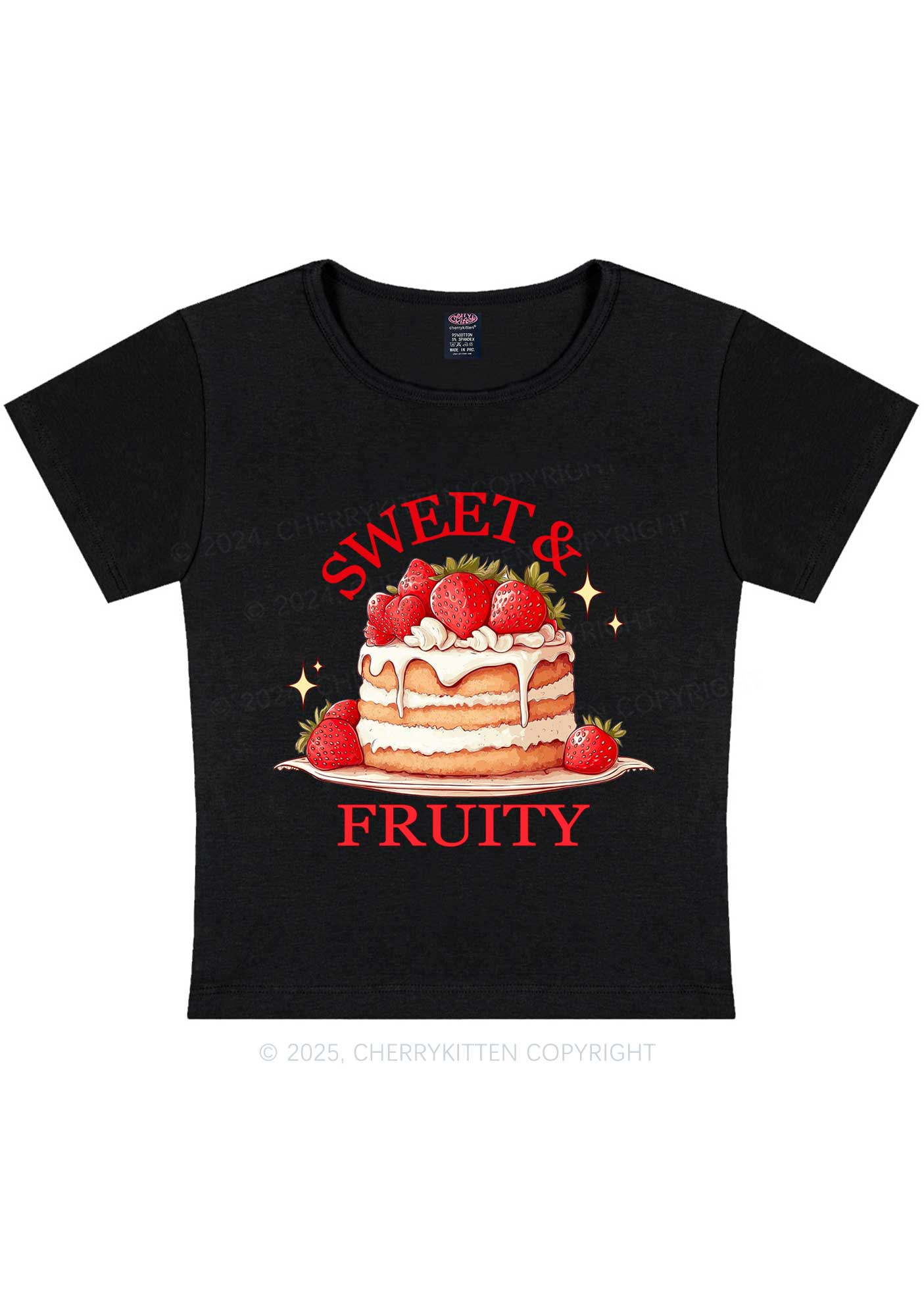 Sweet And Fruity Cake Y2K Baby Tee Cherrykitten - Image 3