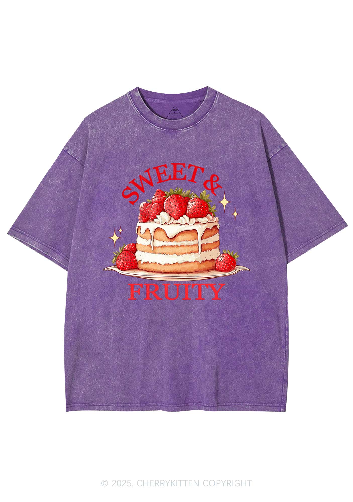 Sweet And Fruity Cake Y2K Shirts Washed Tee Cherrykitten - Image 5