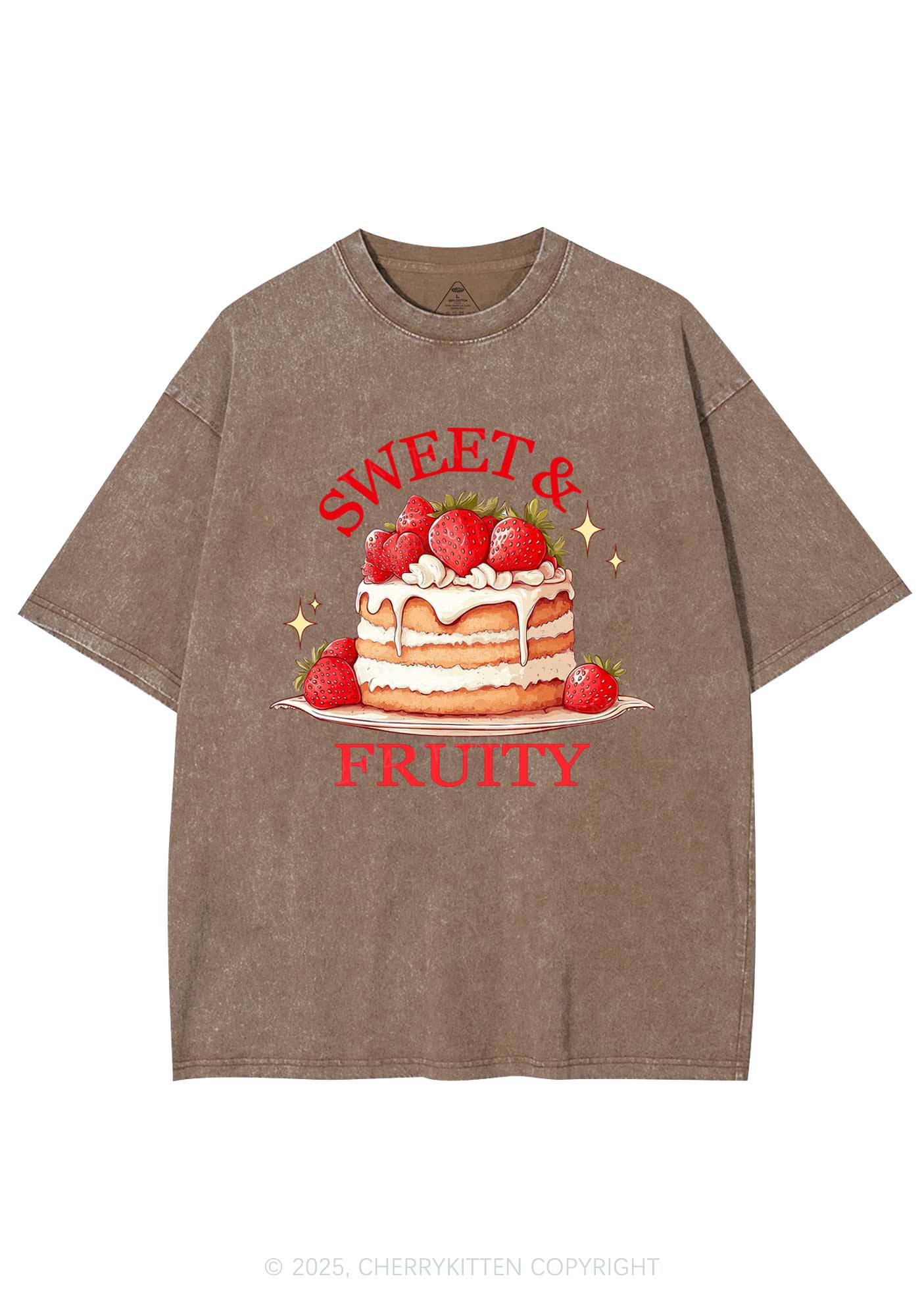Sweet And Fruity Cake Y2K Shirts Washed Tee Cherrykitten - Image 8