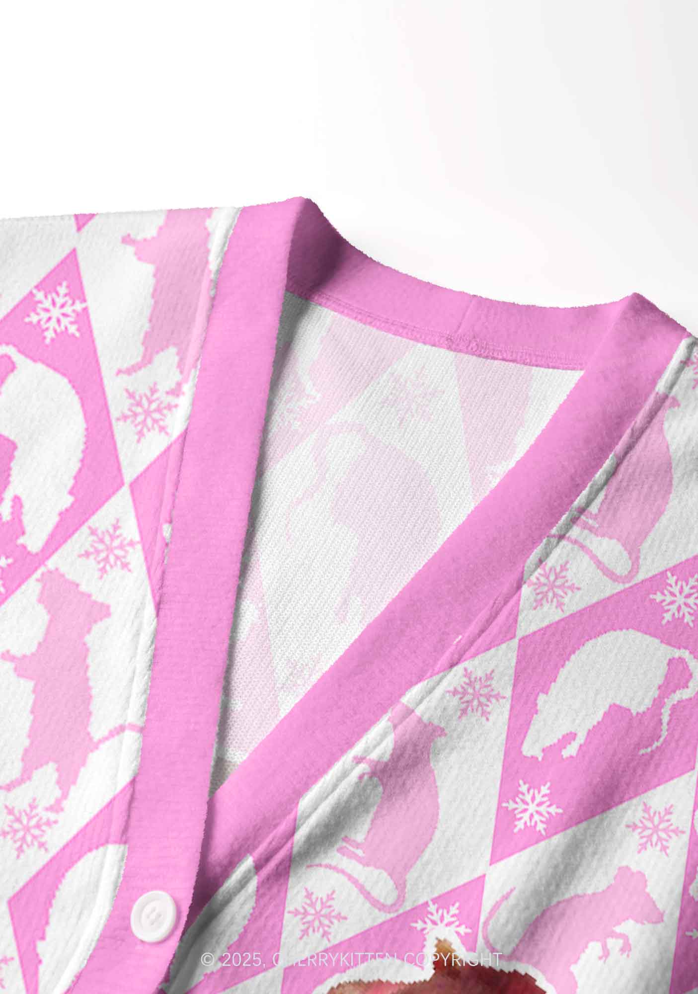 Sweet Pink Ratz Y2K Christmas Cardigan Knit Sweatshirt Cherrykitten - Image 5