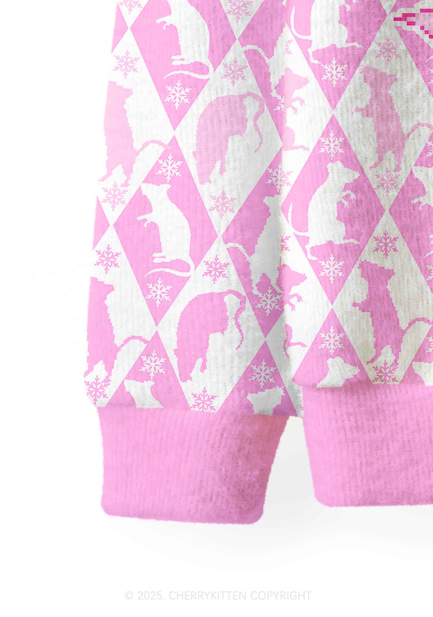Sweet Pink Ratz Y2K Christmas Cardigan Knit Sweatshirt Cherrykitten - Image 6