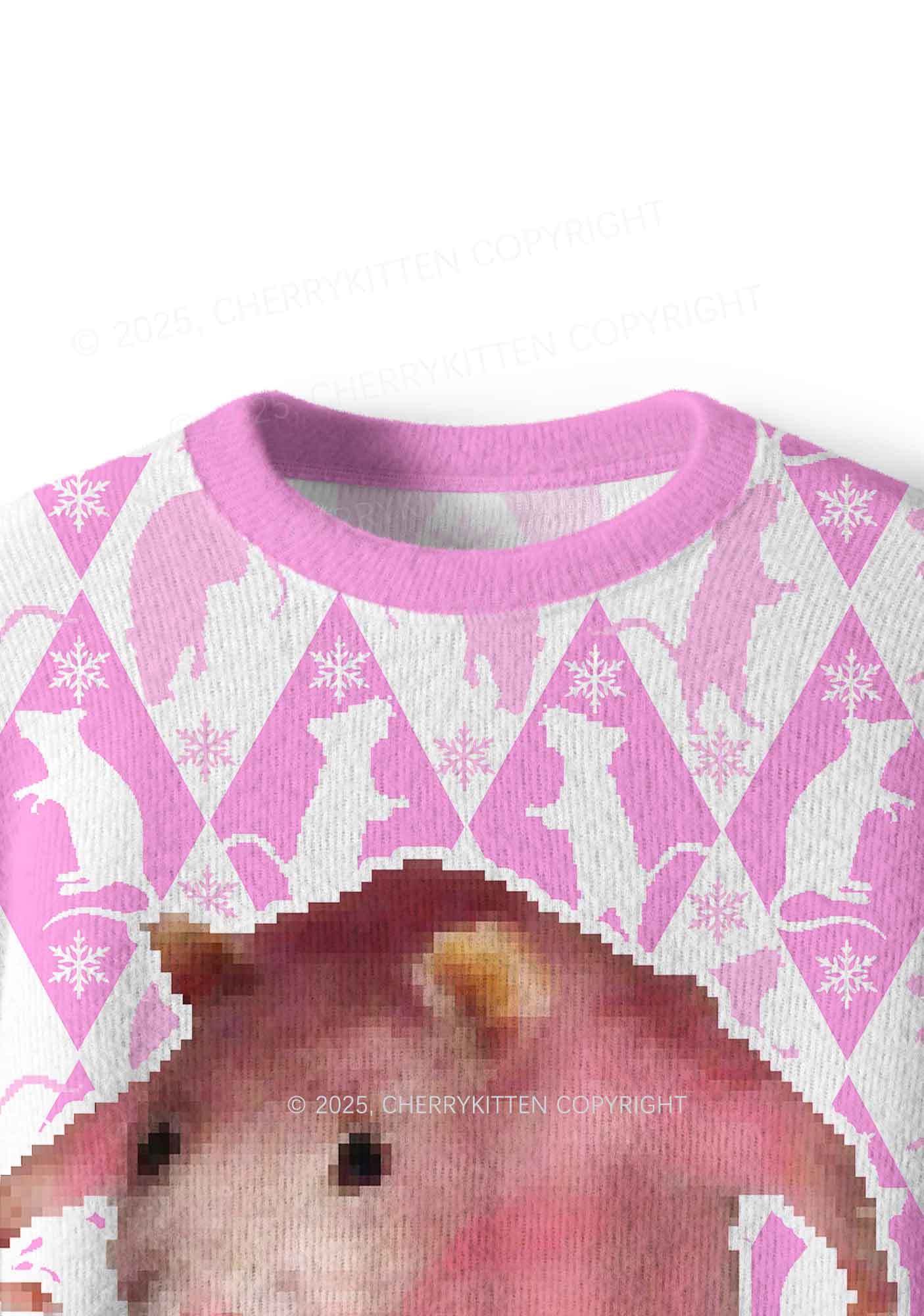 Sweet Pink Ratz Y2K Christmas Knit Sweatshirt Cherrykitten - Image 5