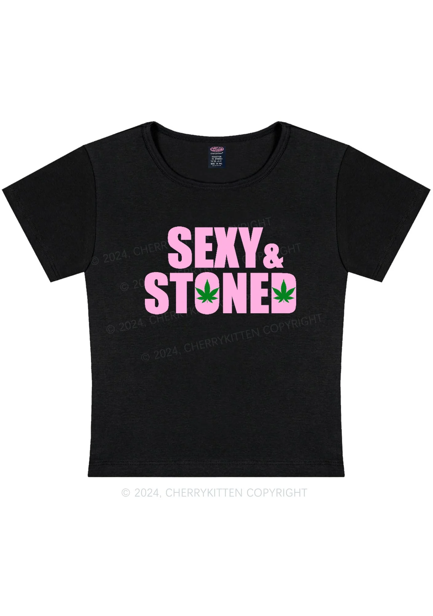 Sx Stoned Y2K Baby Tee Cherrykitten - Image 3