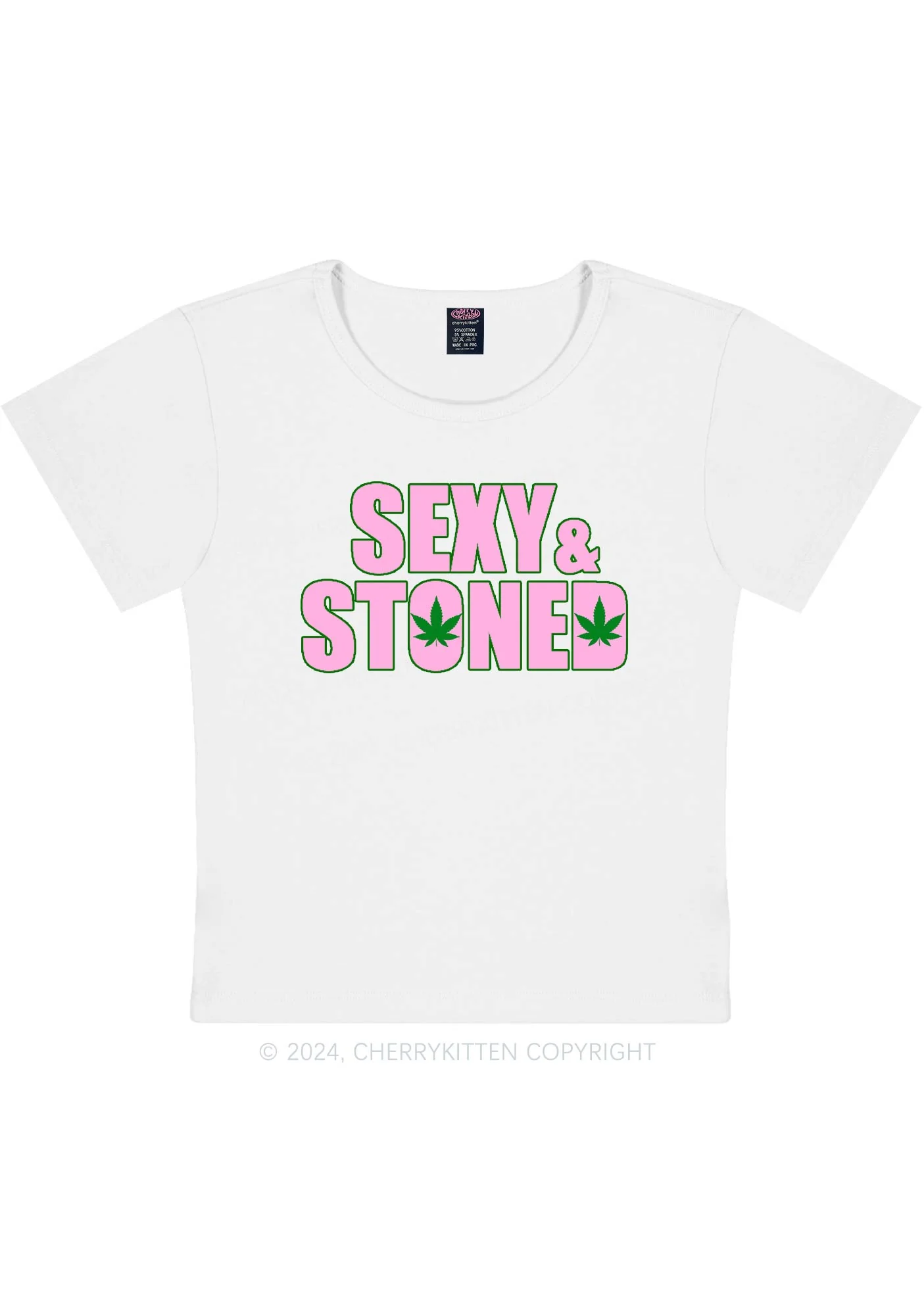 Sx Stoned Y2K Baby Tee Cherrykitten - Image 4