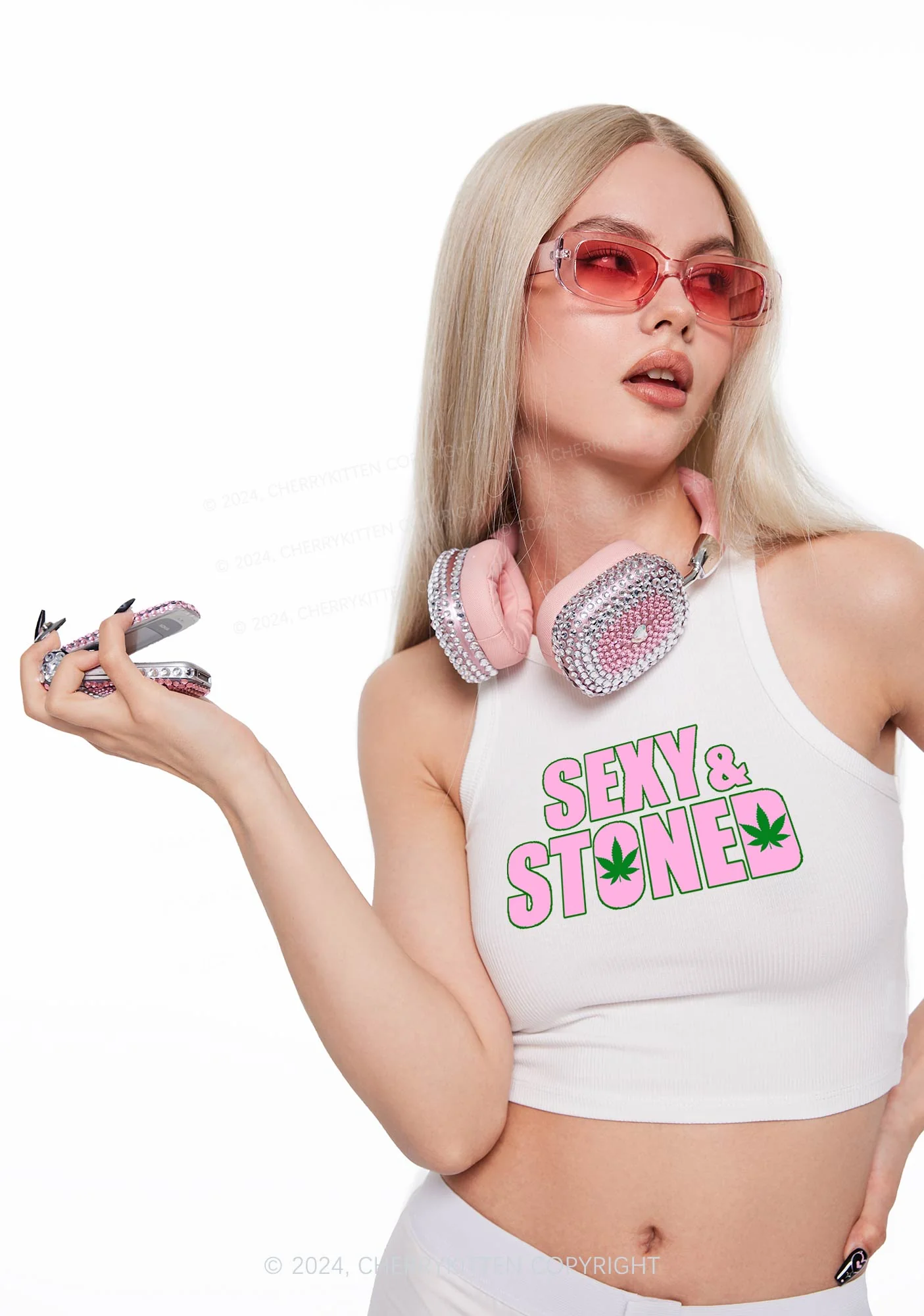 Sx Stoned Y2K Crop Tank Top Cherrykitten - Image 2