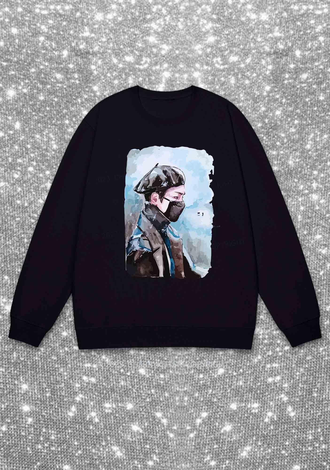 Taehyung Photo Kpop Y2K Sweatshirt Cherrykitten - Image 3