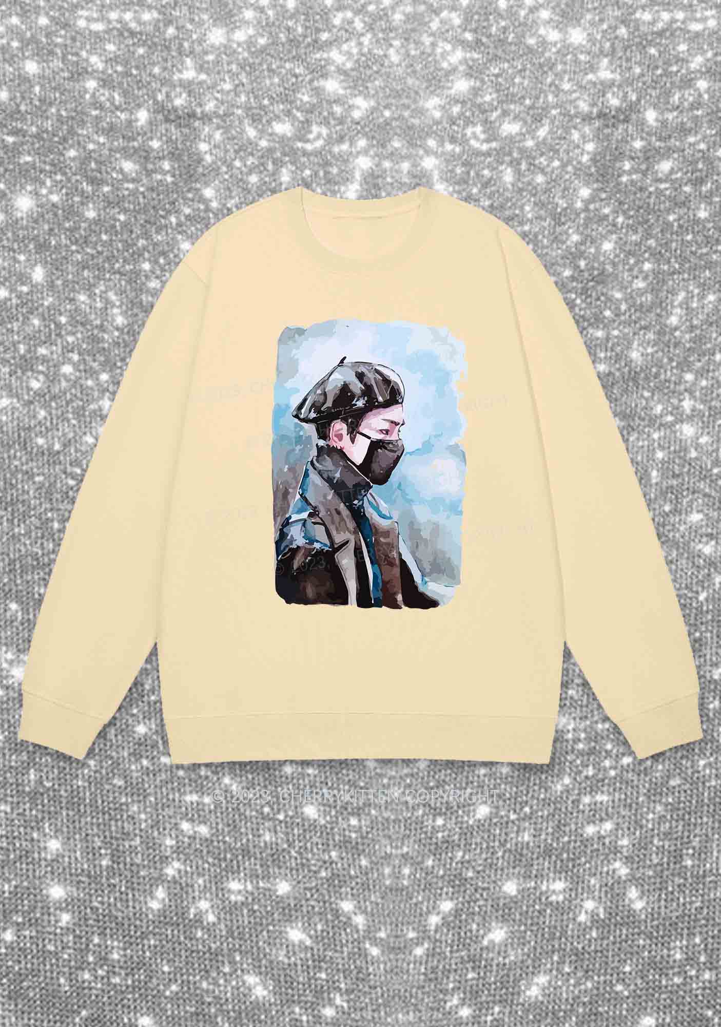 Taehyung Photo Kpop Y2K Sweatshirt Cherrykitten - Image 4