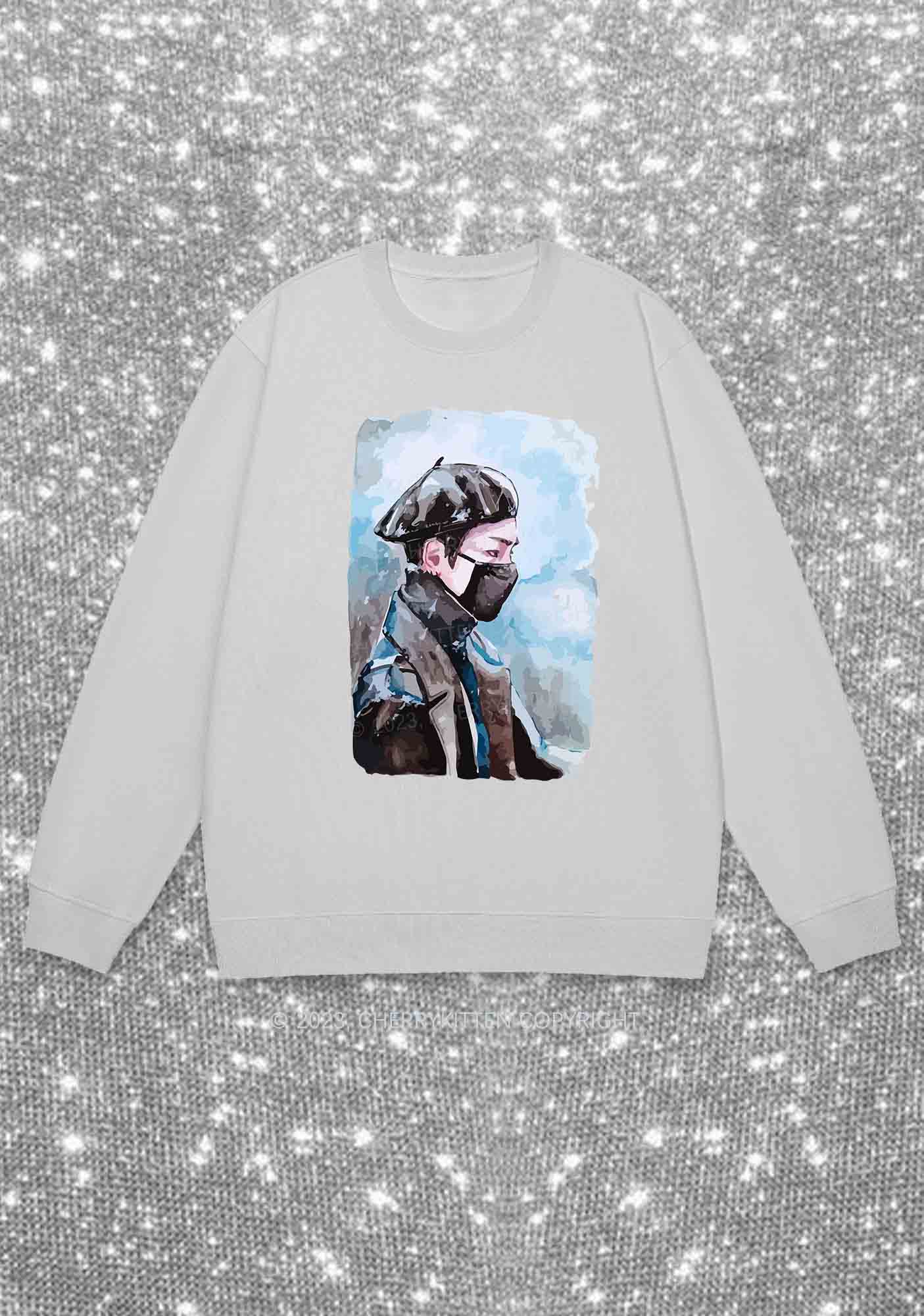 Taehyung Photo Kpop Y2K Sweatshirt Cherrykitten - Image 5
