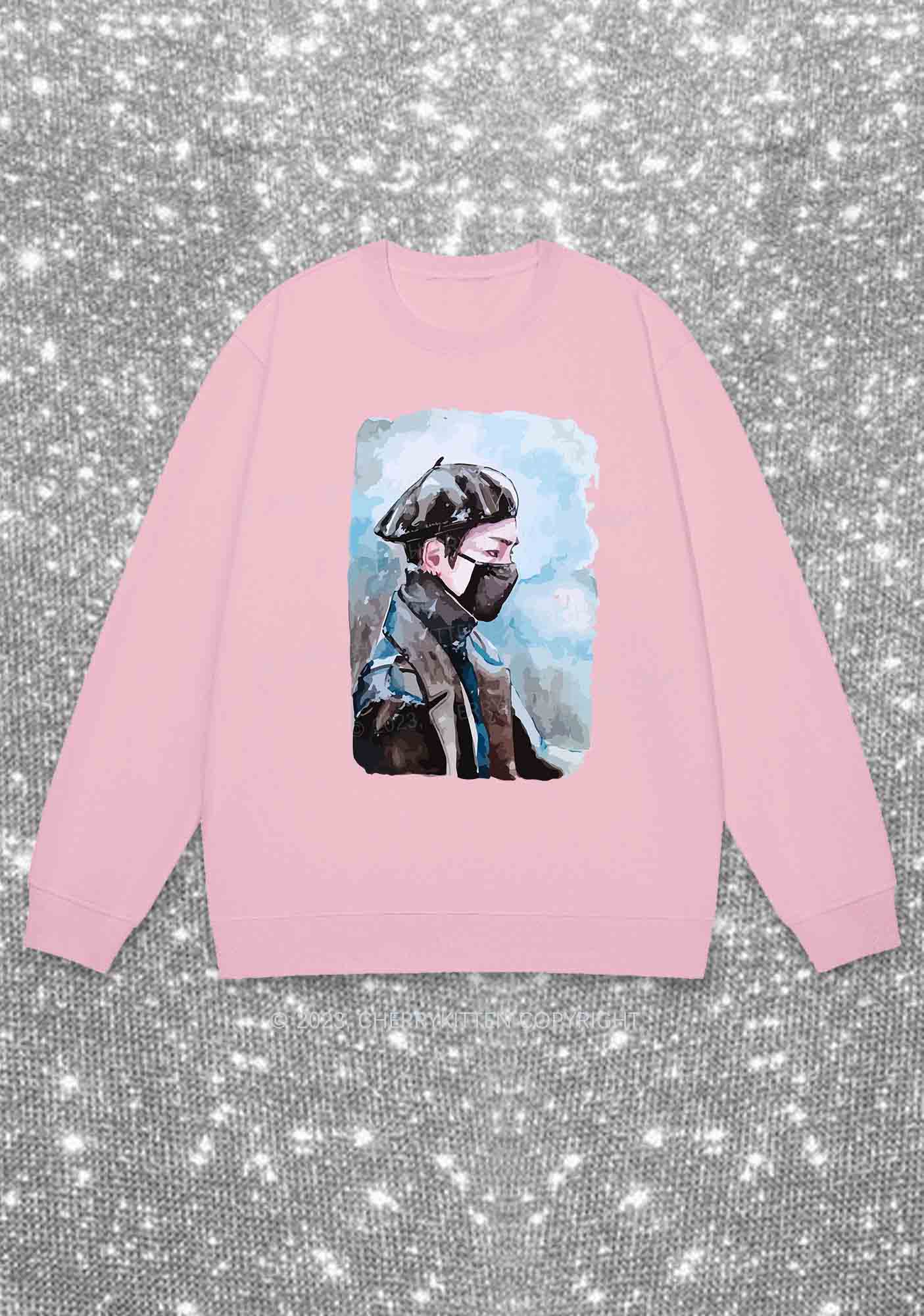 Taehyung Photo Kpop Y2K Sweatshirt Cherrykitten - Image 6