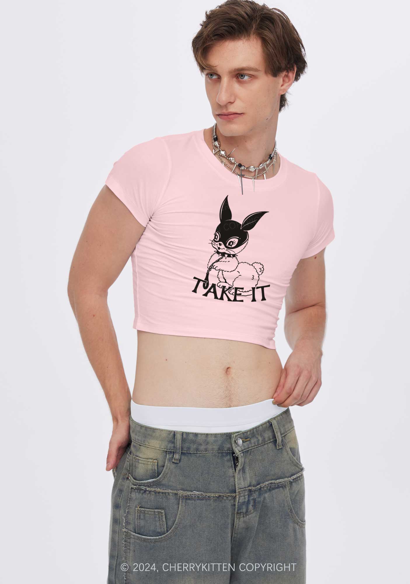 Take It Bunny Y2K Baby Tee Cherrykitten - Image 3