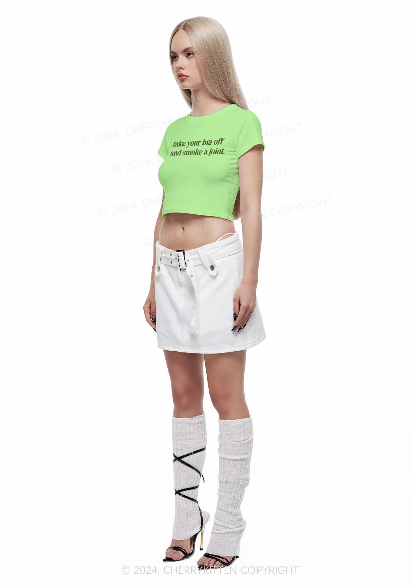 Take Your Bra Off Y2K Baby Tee Cherrykitten - Image 3