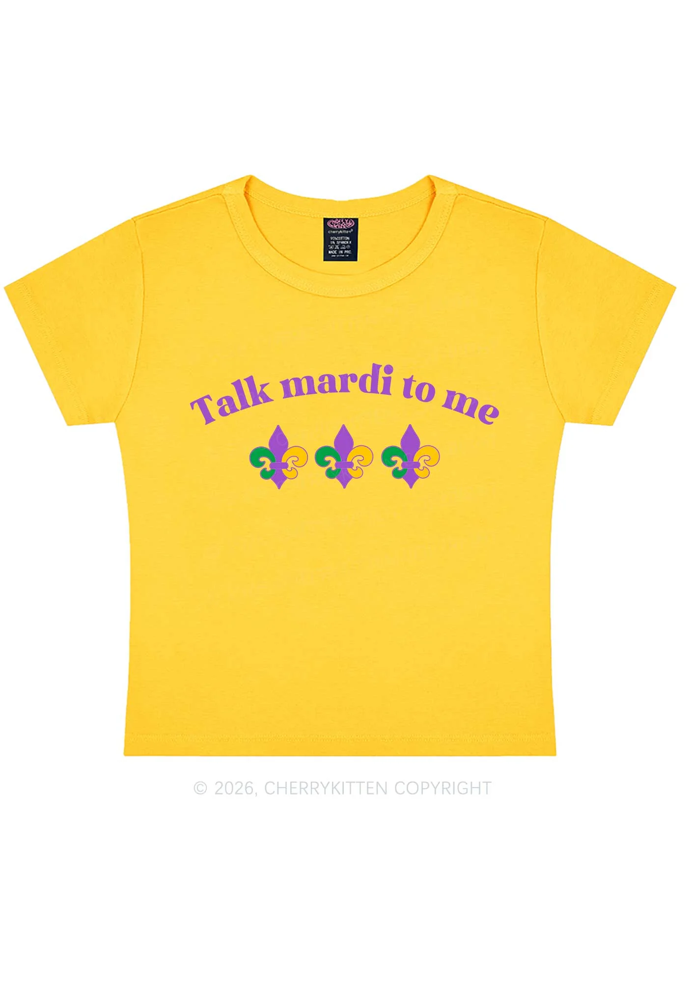 Talk Mardi To Me Y2K Baby Tee Cherrykitten - Image 4