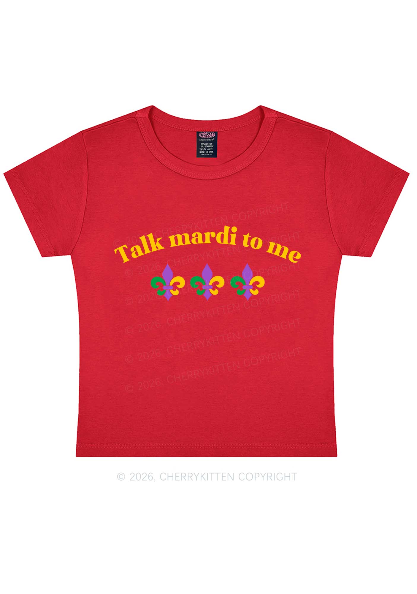 Talk Mardi To Me Y2K Baby Tee Cherrykitten - Image 5