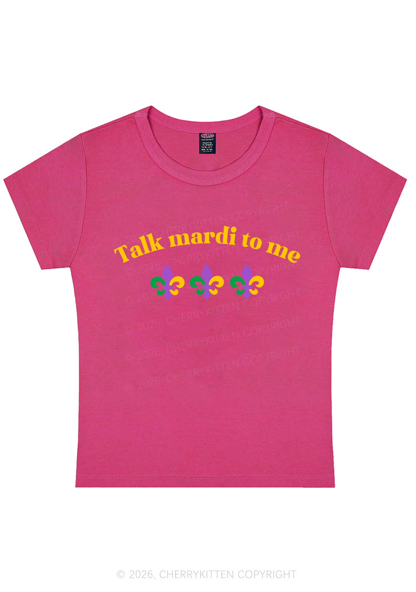 Talk Mardi To Me Y2K Baby Tee Cherrykitten - Image 6