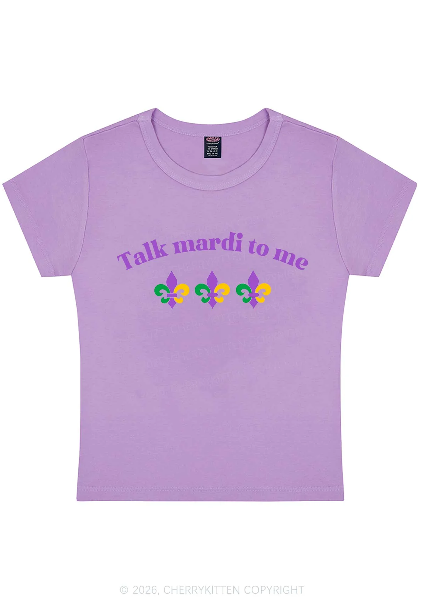 Talk Mardi To Me Y2K Baby Tee Cherrykitten - Image 7