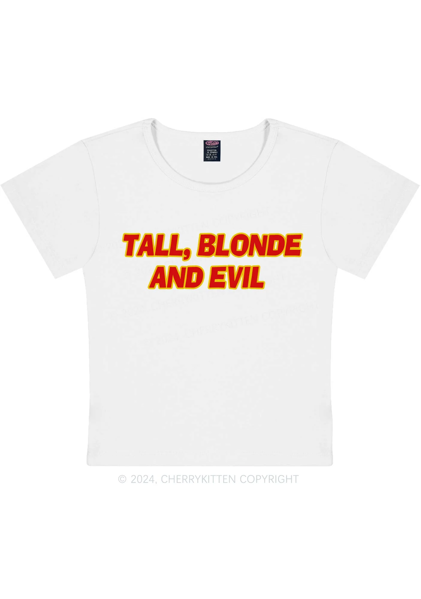 Tall Blonde And Evil Y2K Baby Tee Cherrykitten - Image 4