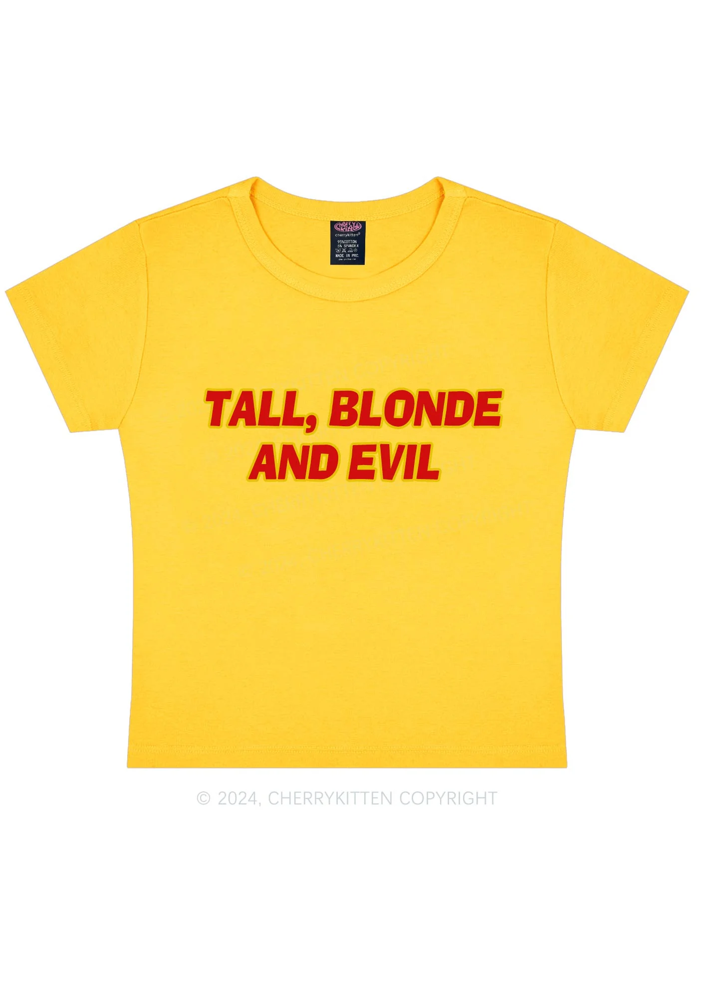 Tall Blonde And Evil Y2K Baby Tee Cherrykitten - Image 5
