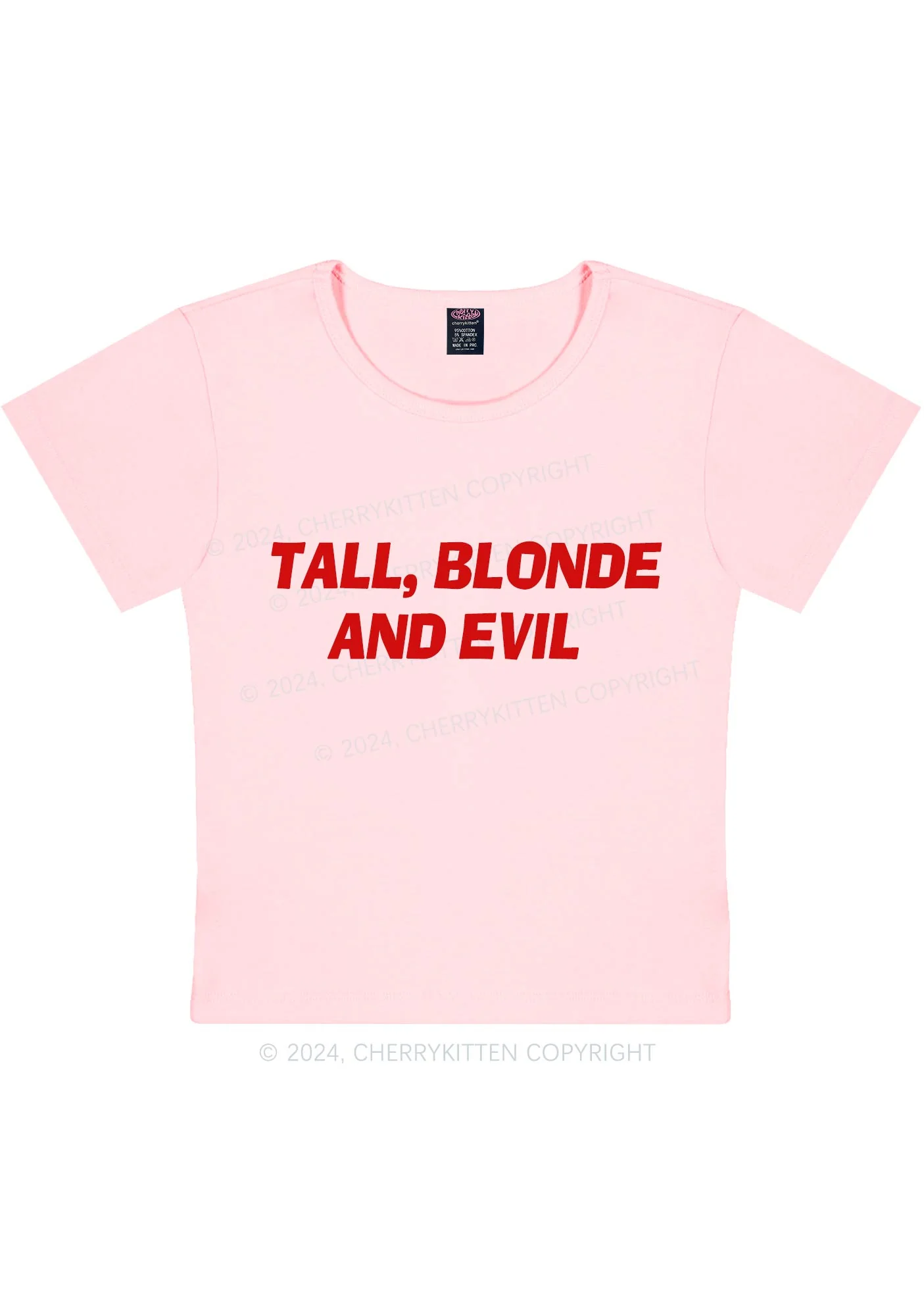 Tall Blonde And Evil Y2K Baby Tee Cherrykitten - Image 6