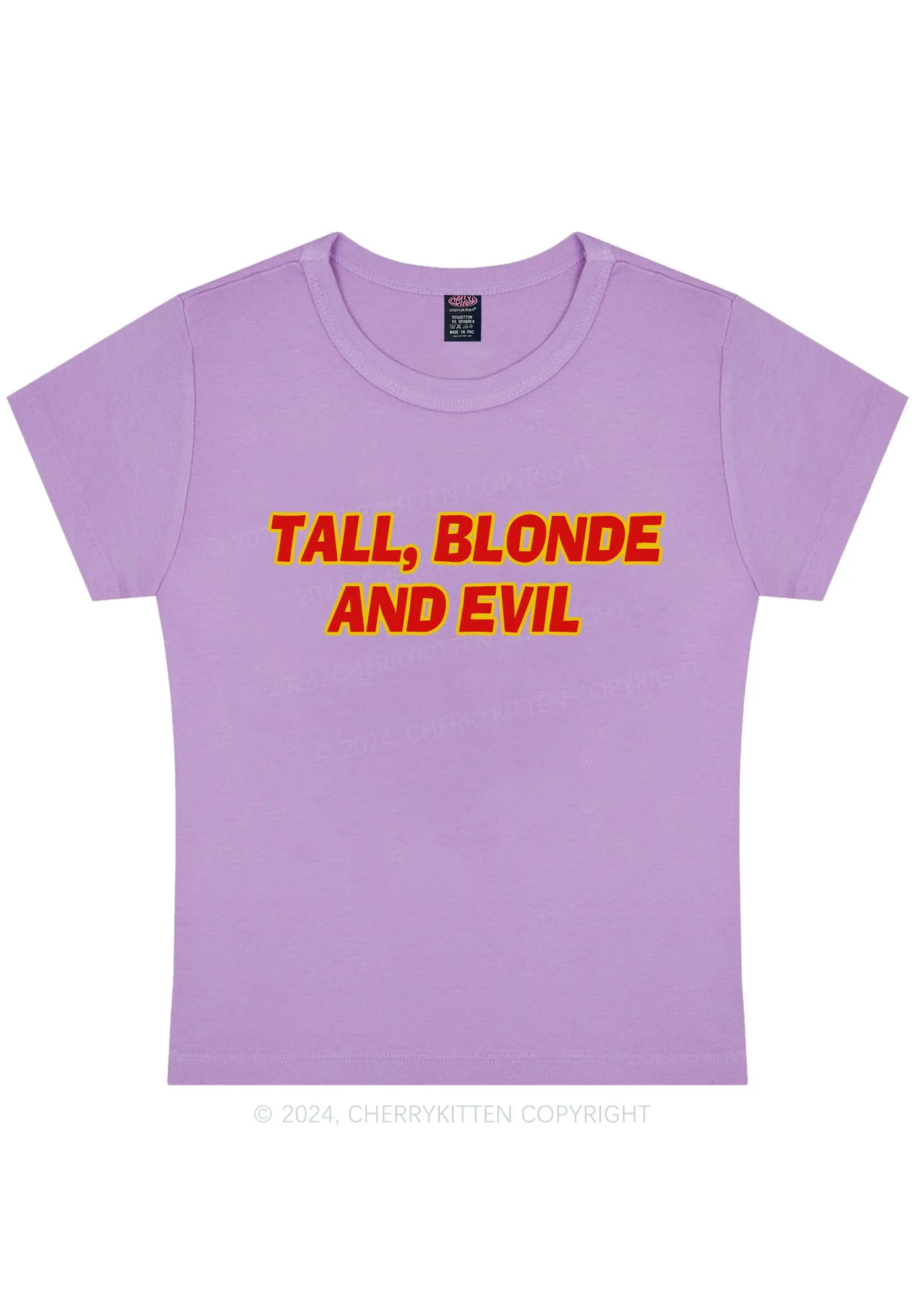 Tall Blonde And Evil Y2K Baby Tee Cherrykitten - Image 7