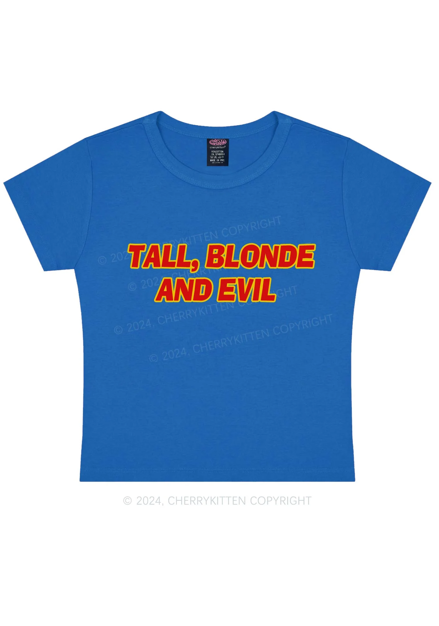 Tall Blonde And Evil Y2K Baby Tee Cherrykitten - Image 8