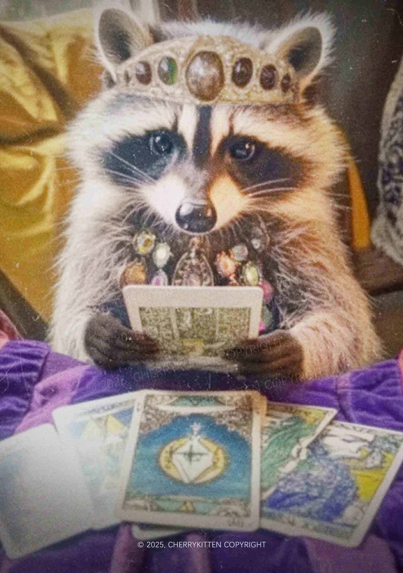 Tarot Raccoon Y2K Mesh Crop Top Cherrykitten - Image 2
