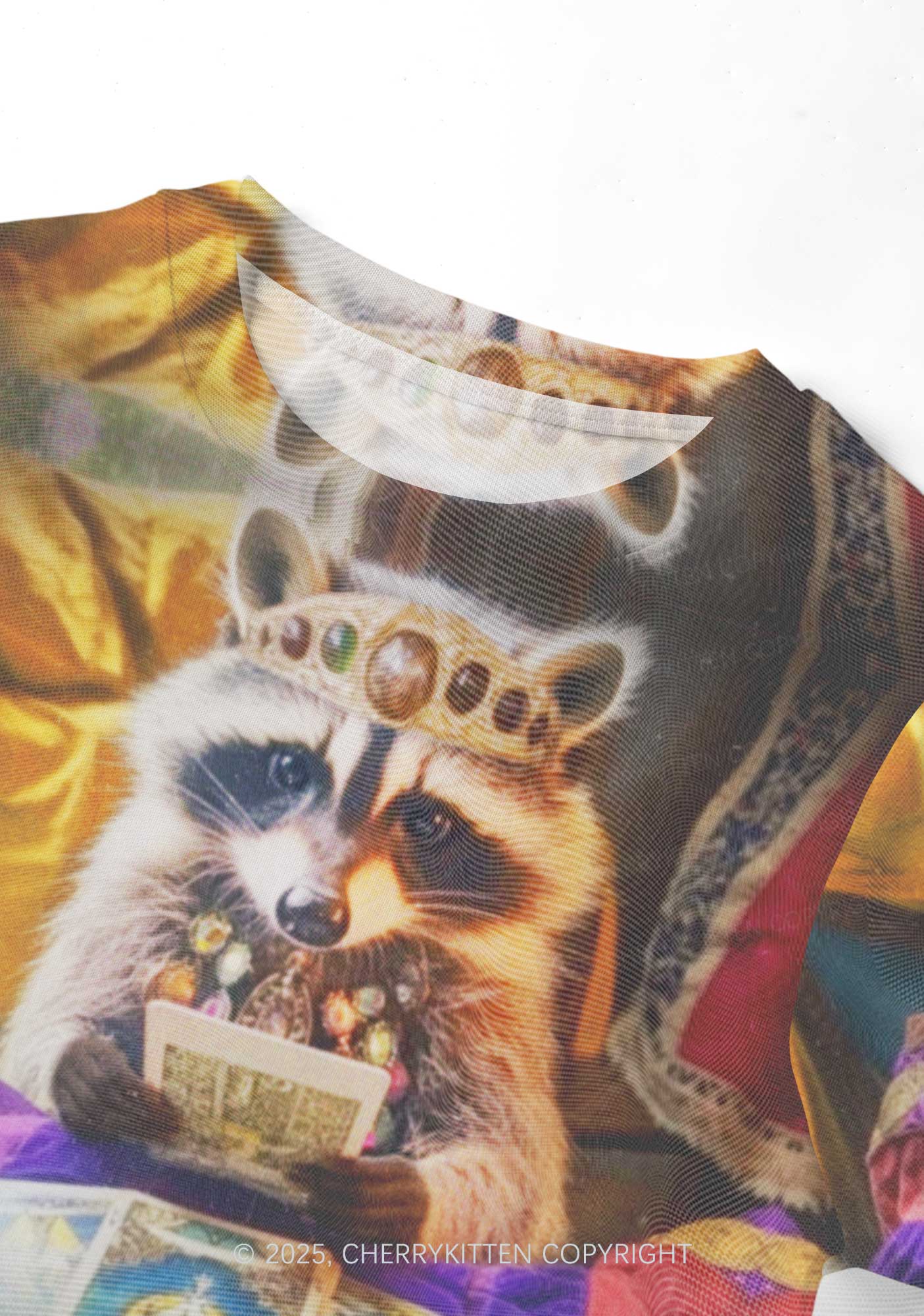 Tarot Raccoon Y2K Mesh Crop Top Cherrykitten - Image 4