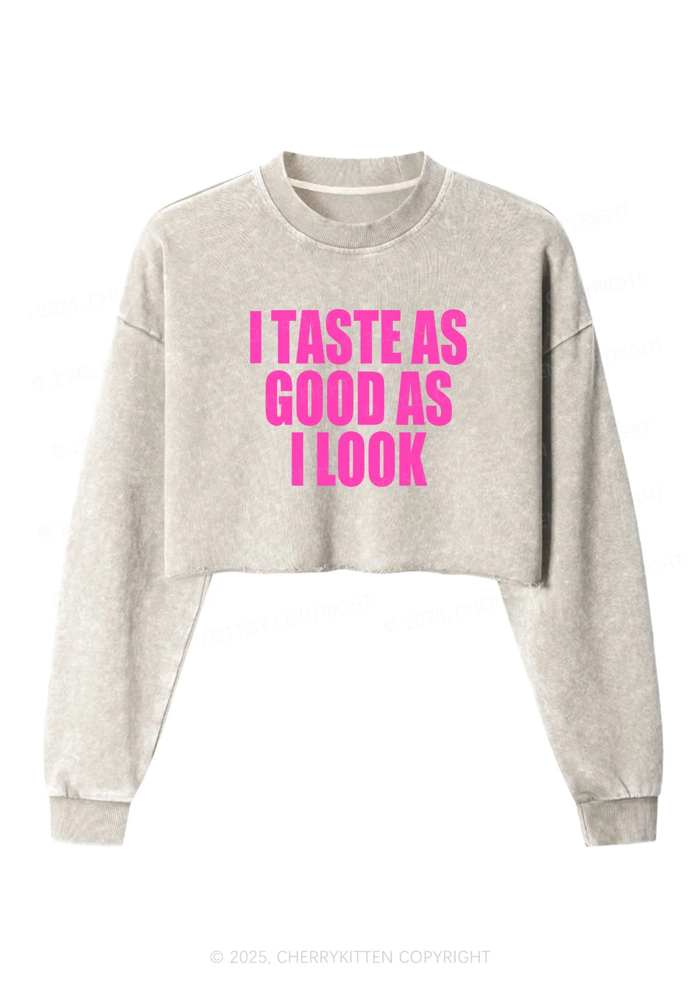 Taste Good Y2K Crop Washed Sweatshirts Cherrykitten - Image 3