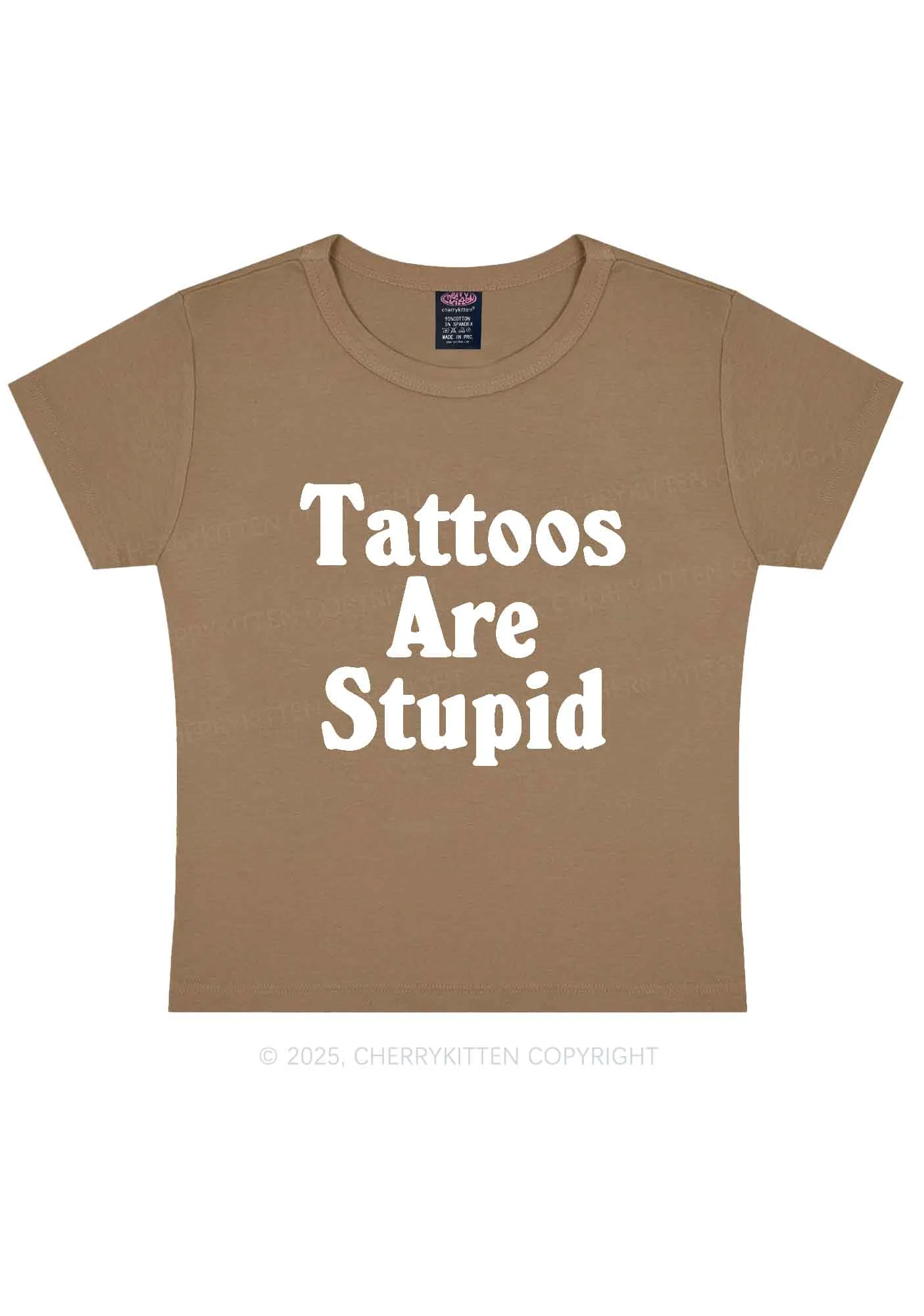 Tattoos Are Stupid Y2K Baby Tee Cherrykitten - Image 10