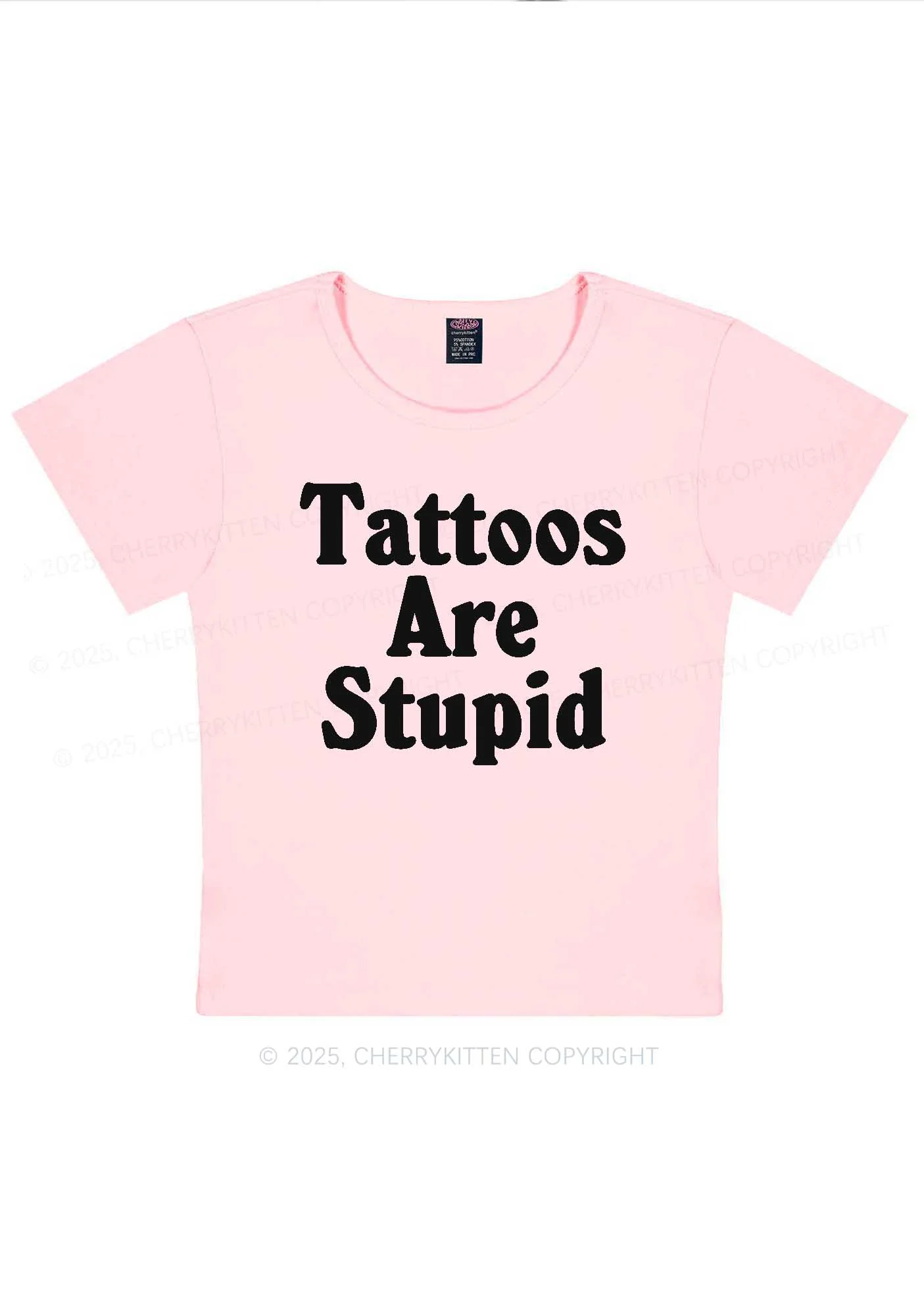 Tattoos Are Stupid Y2K Baby Tee Cherrykitten - Image 11