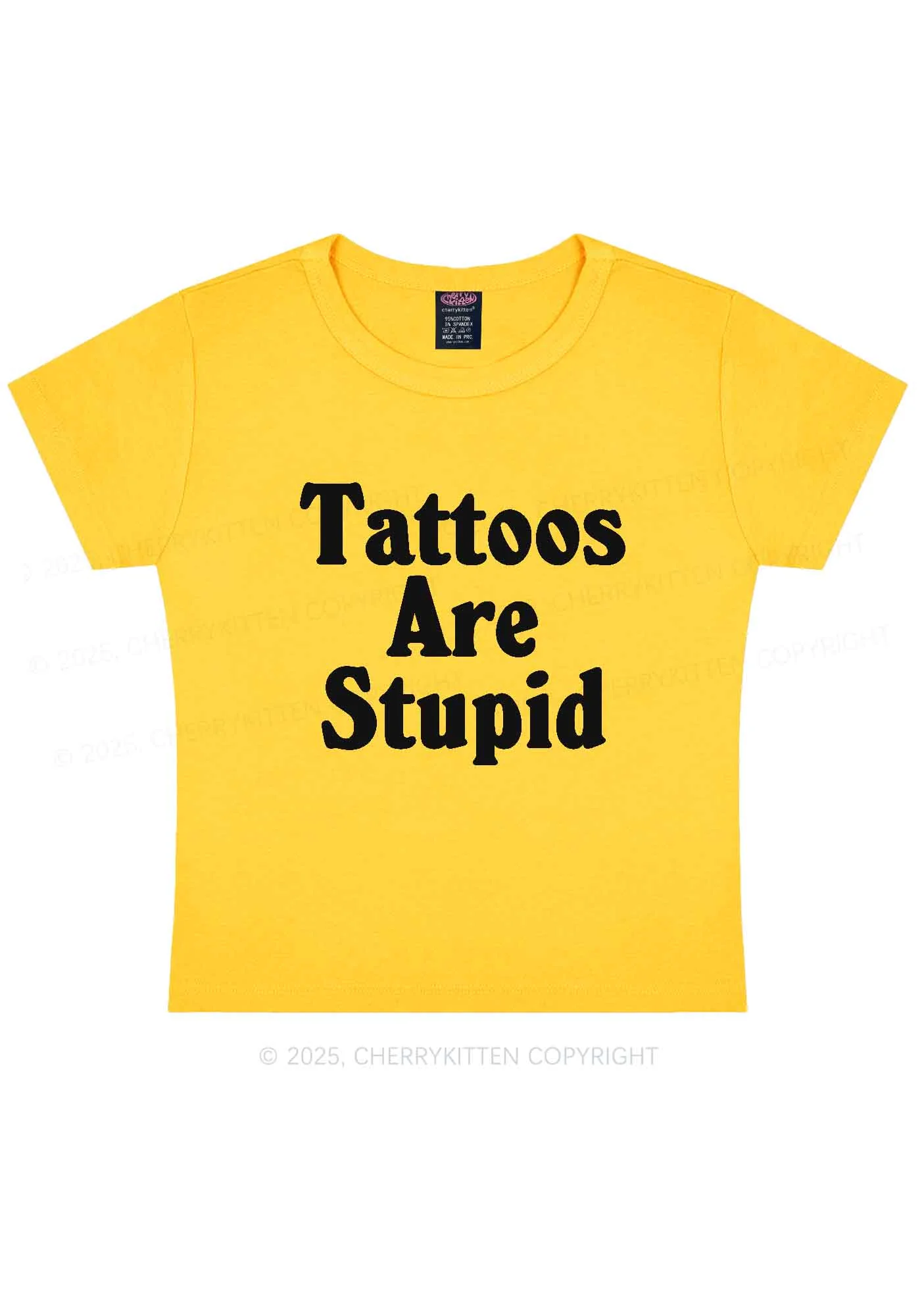 Tattoos Are Stupid Y2K Baby Tee Cherrykitten - Image 4