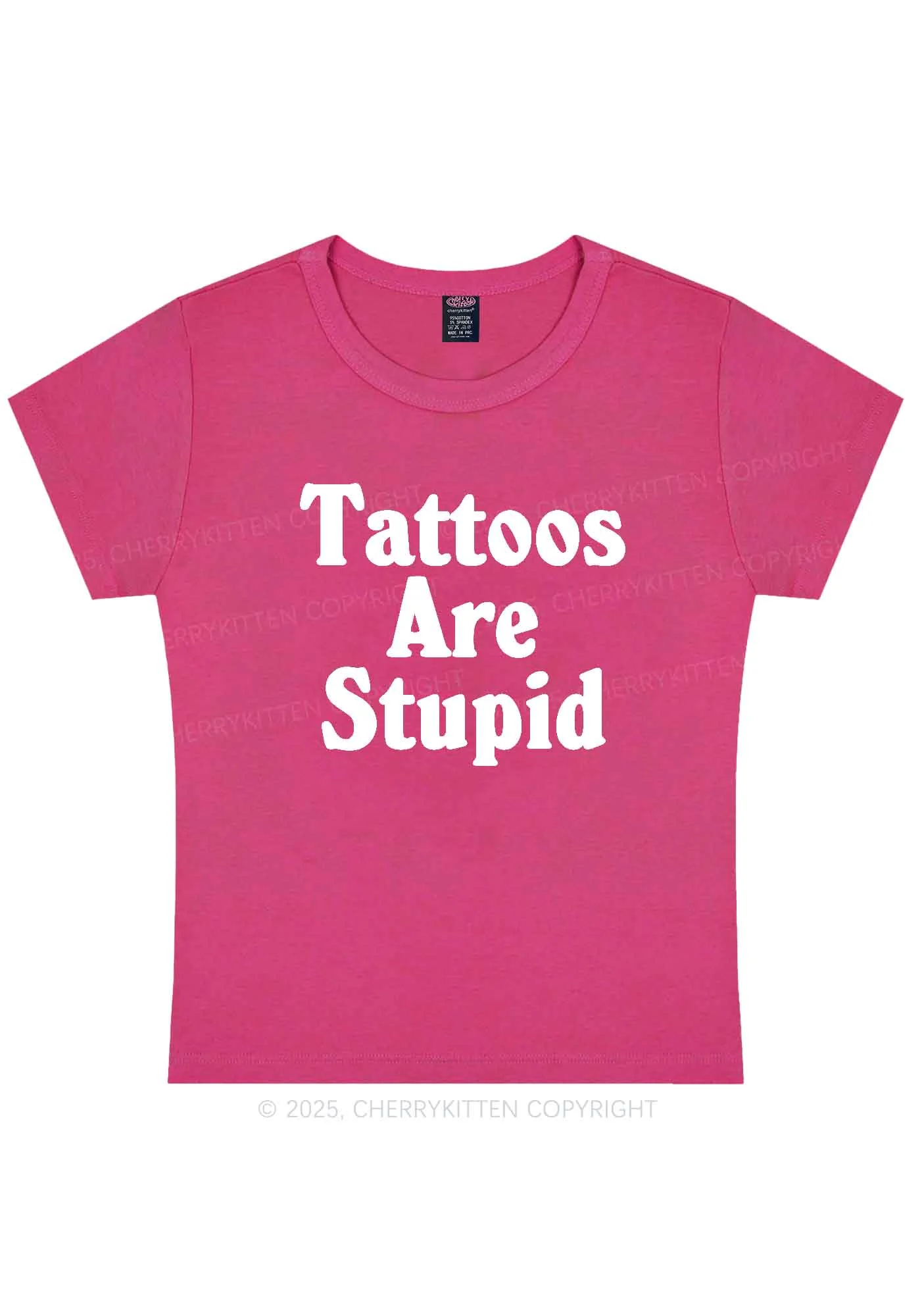 Tattoos Are Stupid Y2K Baby Tee Cherrykitten - Image 7